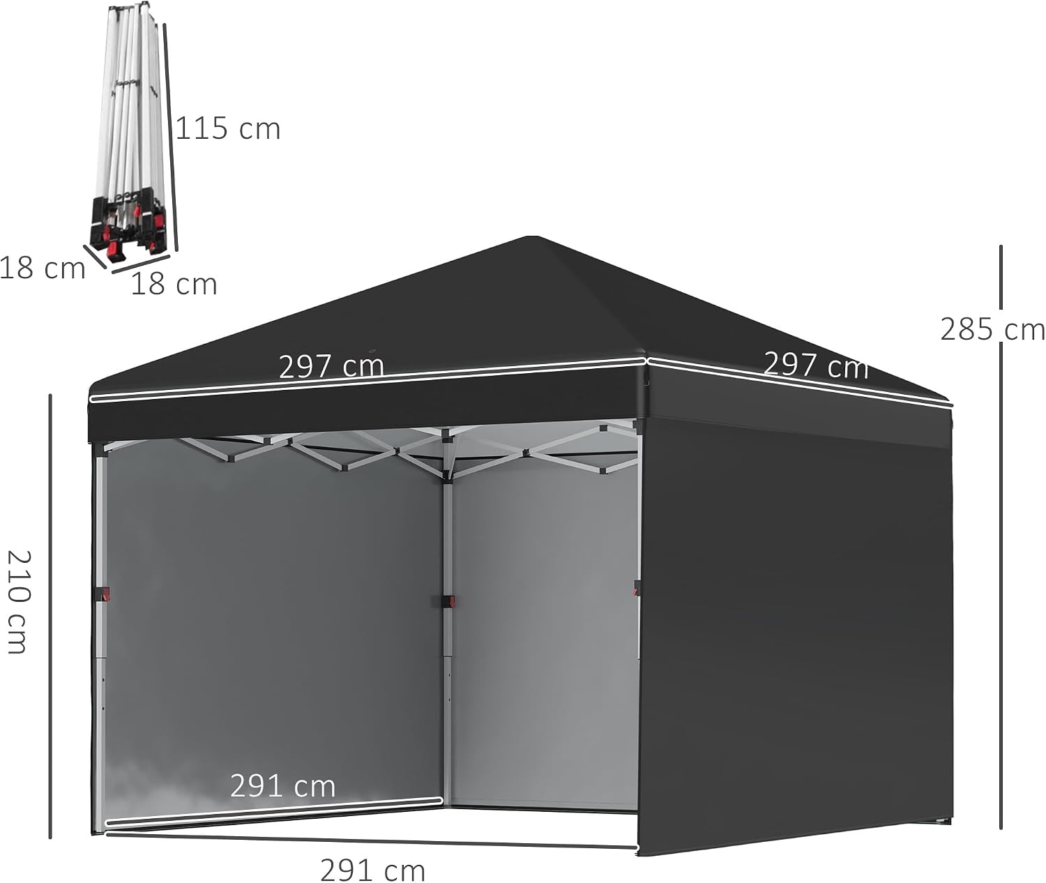 Thumbnail 6 de Outsunny 3 x 3m Pop Up Gazebo 285cm Height
