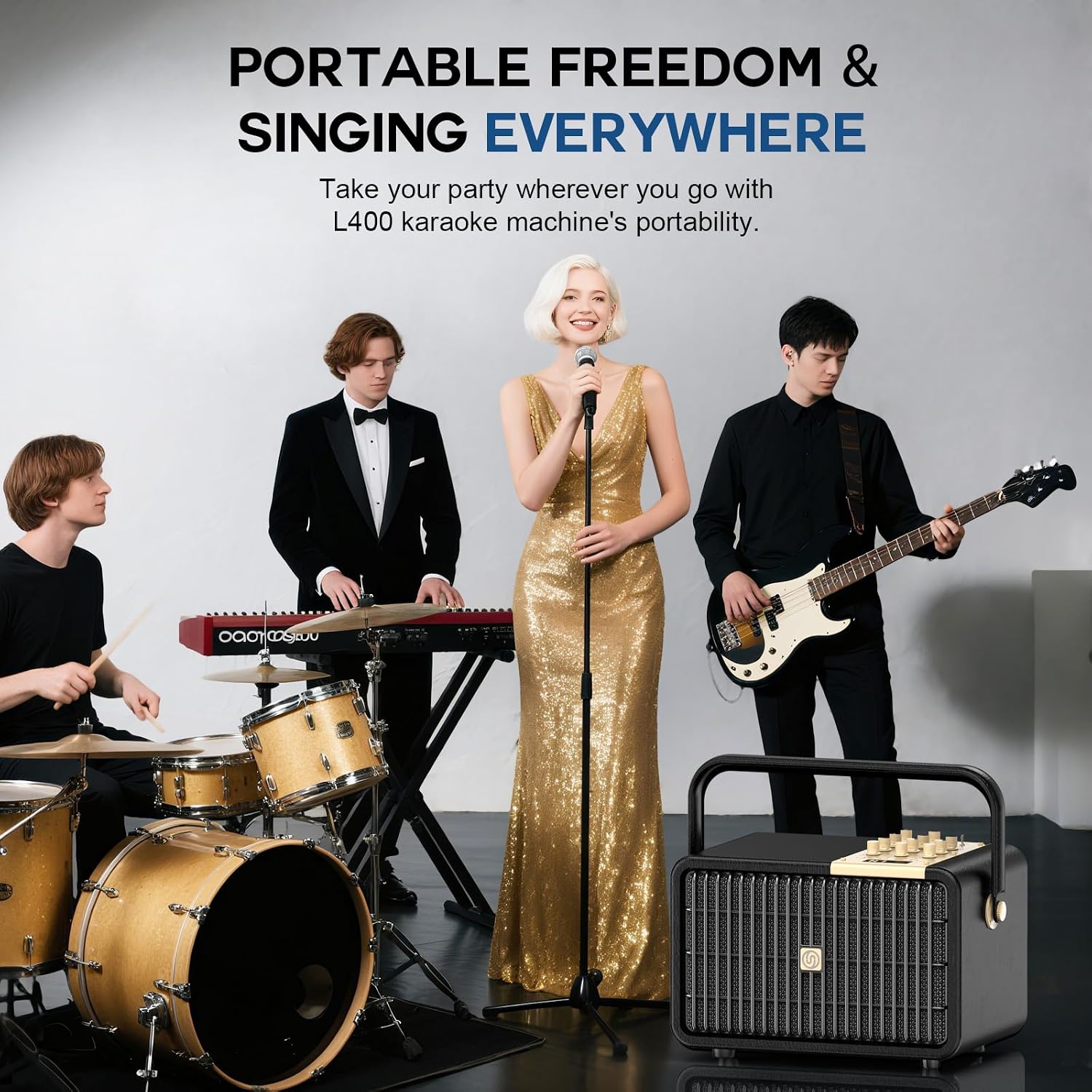 Thumbnail 5 de SUPNIU 320W Peak Power Karaoke Machine with 2 UHF Wireless Microphones (Portable Bluetooth PA Speaker System)