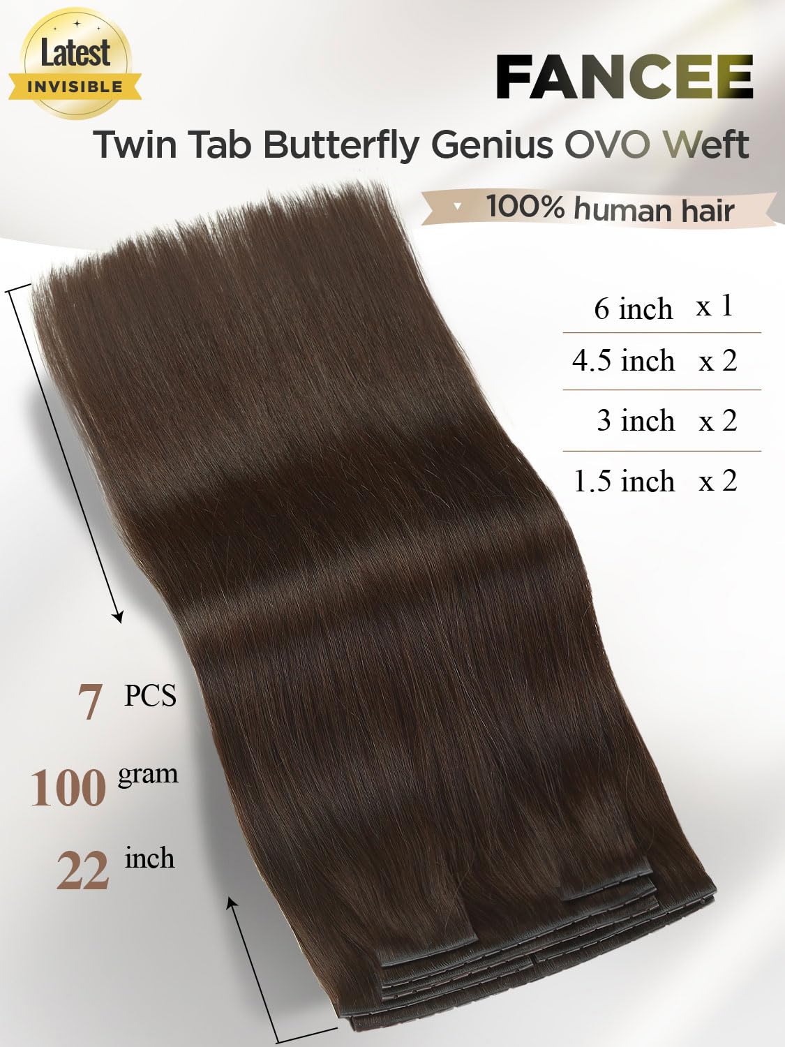 Thumbnail 1 de FANCEE Butterfly Genius OVO Weft Human Hair Extensions (22-inch, 100g) in Brown