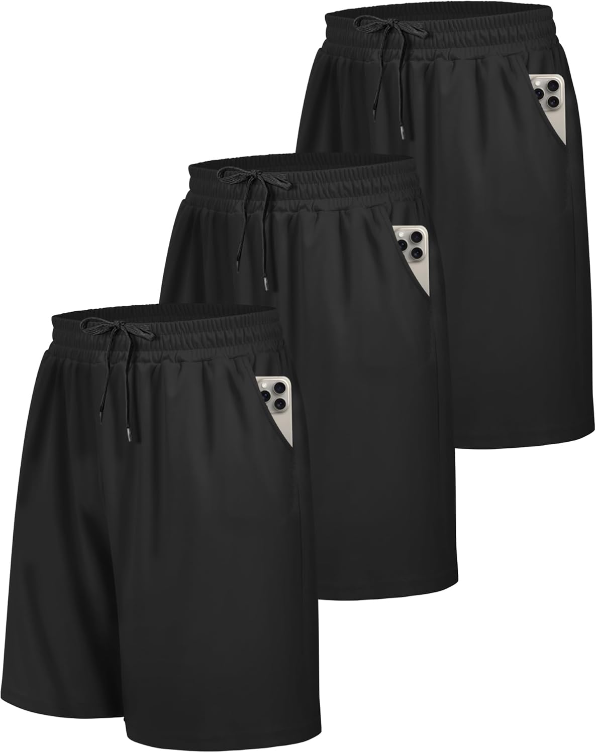 Detalle 2 de BOOJO 3 Pack Gym Shorts for Men with Pockets – UK breathable training shorts