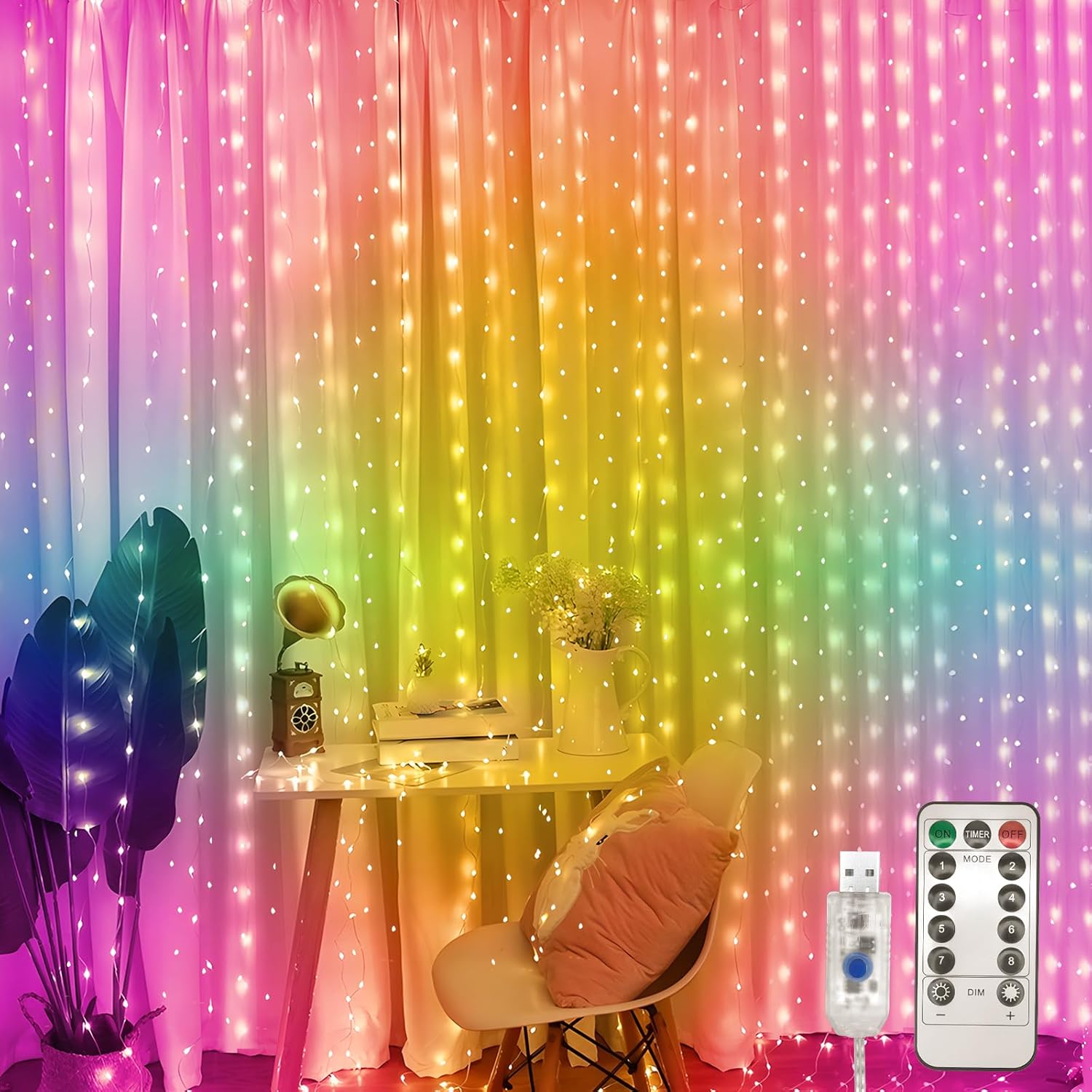 Thumbnail 6 de Jsdoin Curtain Fairy Lights 360 LEDs USB 8 Modes