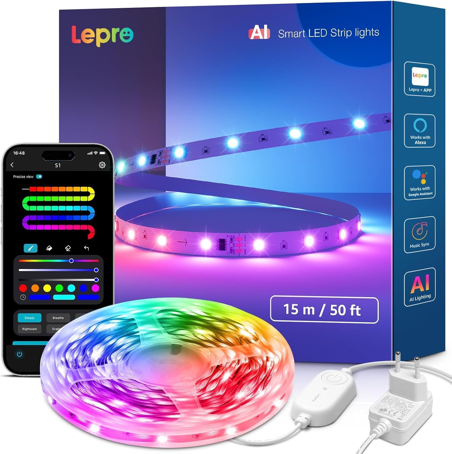 Detalle de Lepro S1 AI Tira LED 15M iluminacion inteligente