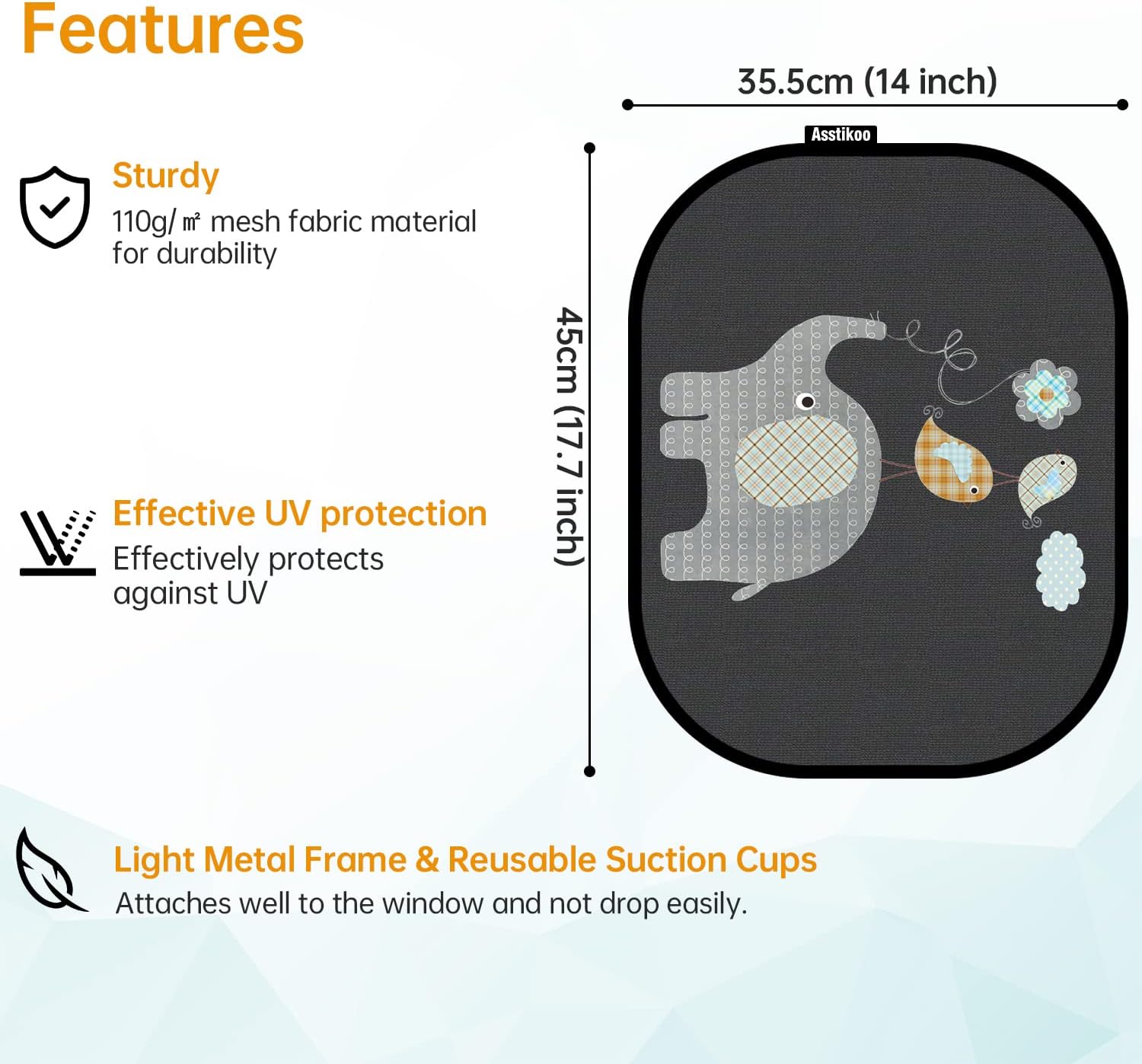 Thumbnail 2 de Asstikoo Baby Car Window Shades UV Protection