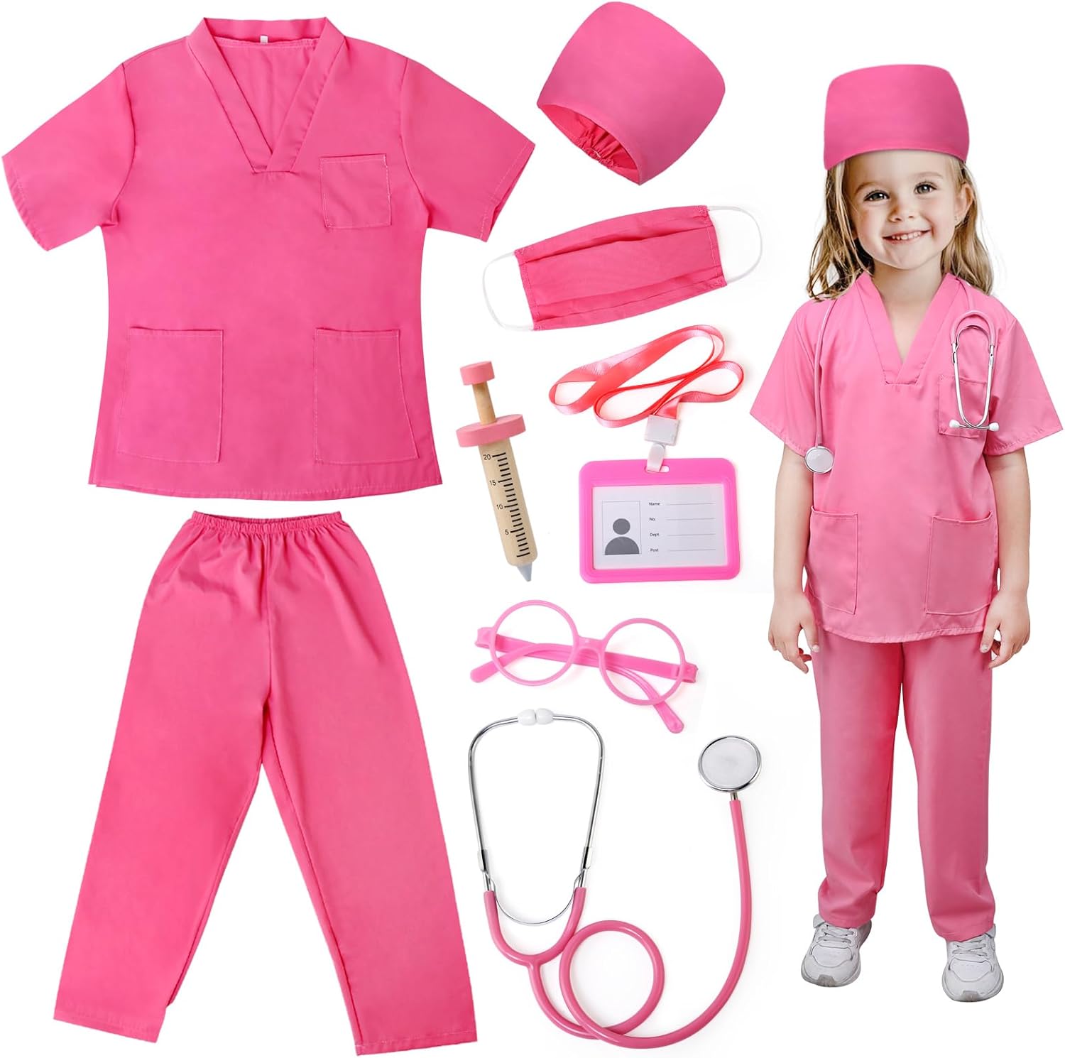 Detalle de LEADSTAR Kids Doctor Costume and Nurse Dress-Up Set for Toddlers and Children