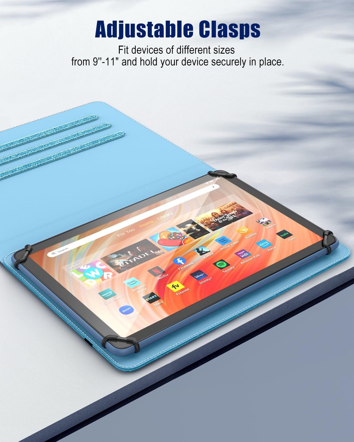 Detalle 2 de TiMOVO Universal Hülle für DOOGEE U11/U11 Pro & 9–11 Zoll Tablets – Glitzer Himmelblau