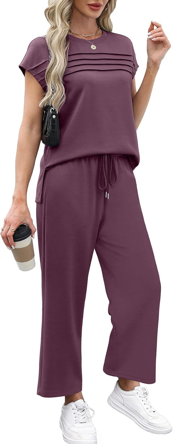 Thumbnail 3 de WIHOLL Two Piece Sets for Women — Lightweight Cap Sleeve Set with Wide Leg Pants