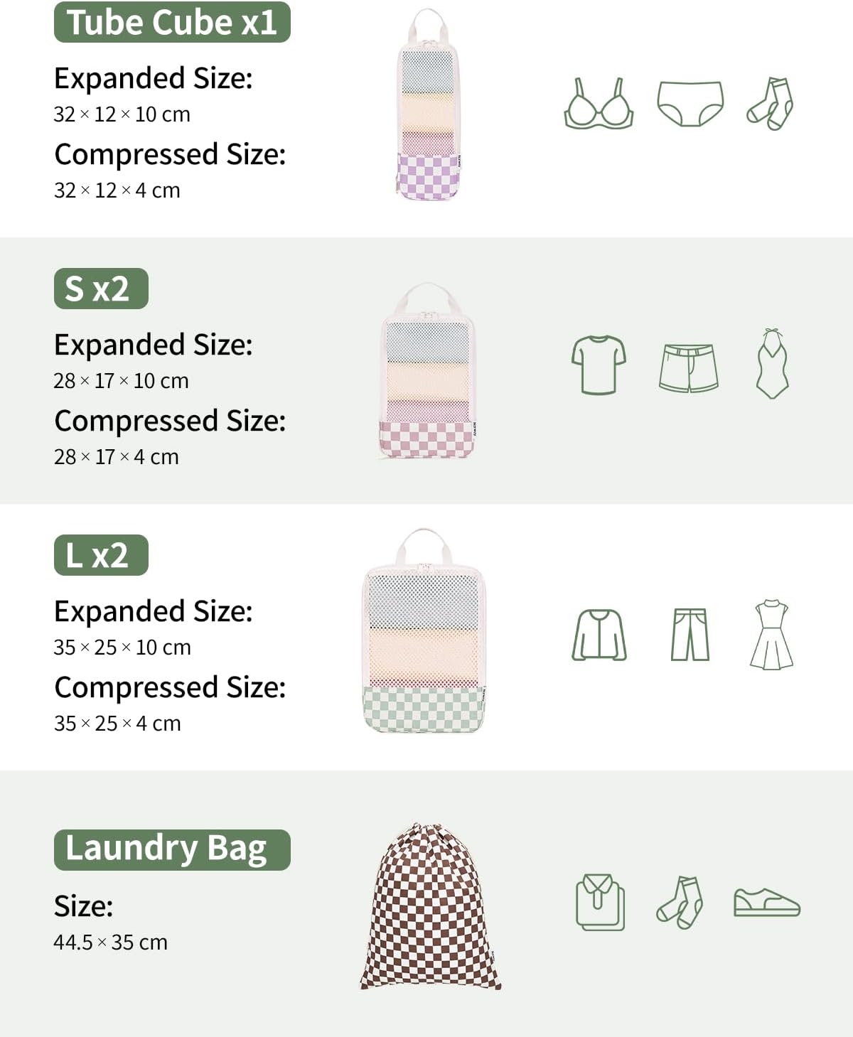 Thumbnail 5 de Narwey 6 Set Compression Packing Cubes 35cm