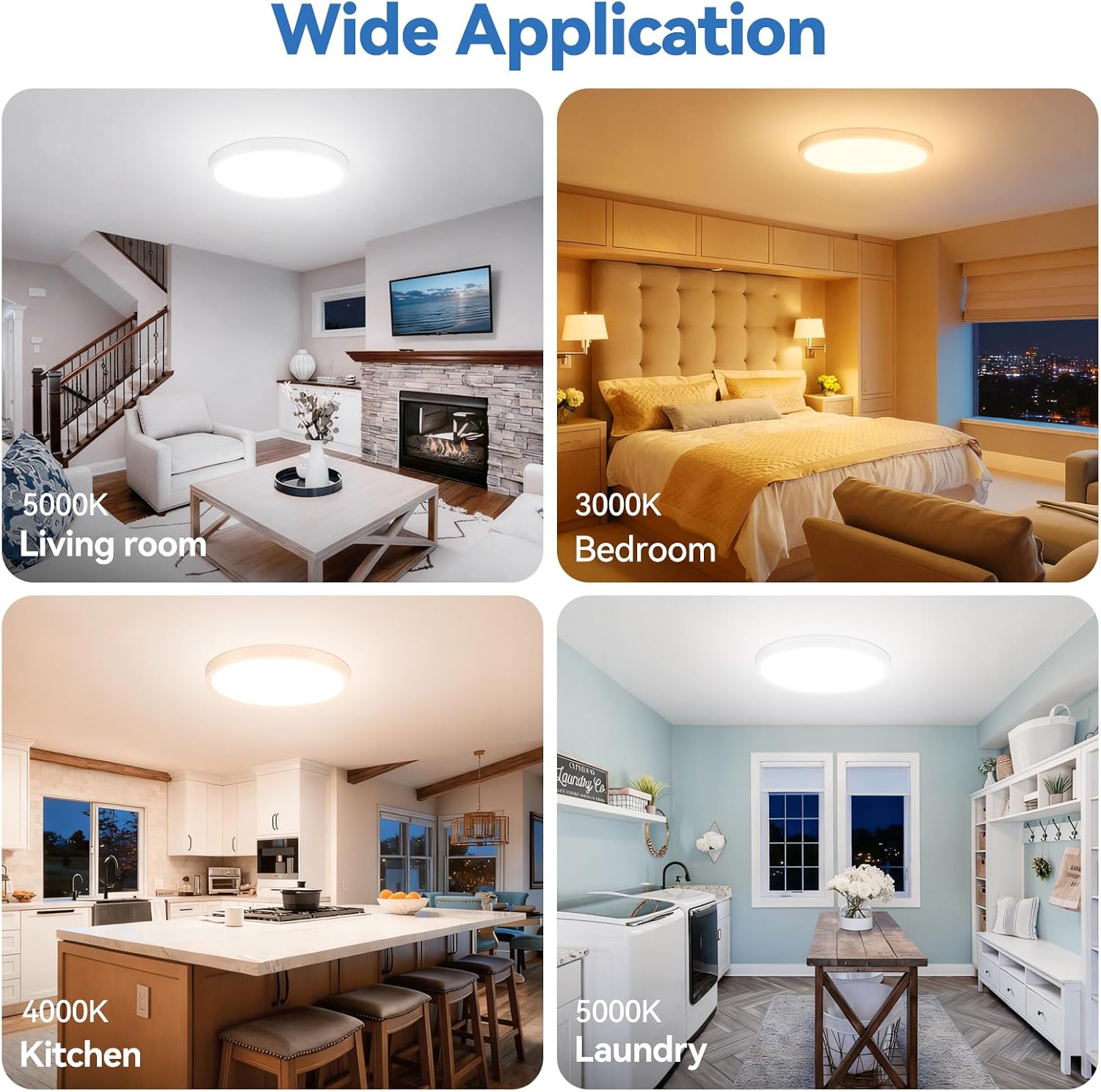 Thumbnail 6 de CycevSun CL40-W2P 15.8-Inch Dimmable LED Flush-Mount Ceiling Light, 2-Pack