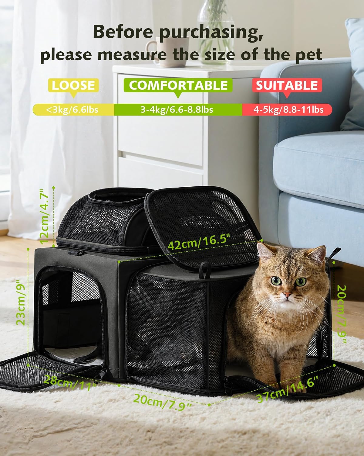 Thumbnail 6 de Pecute Sac de Transport pour Chat – Tapis Pipi imperméable, extensible et pratique