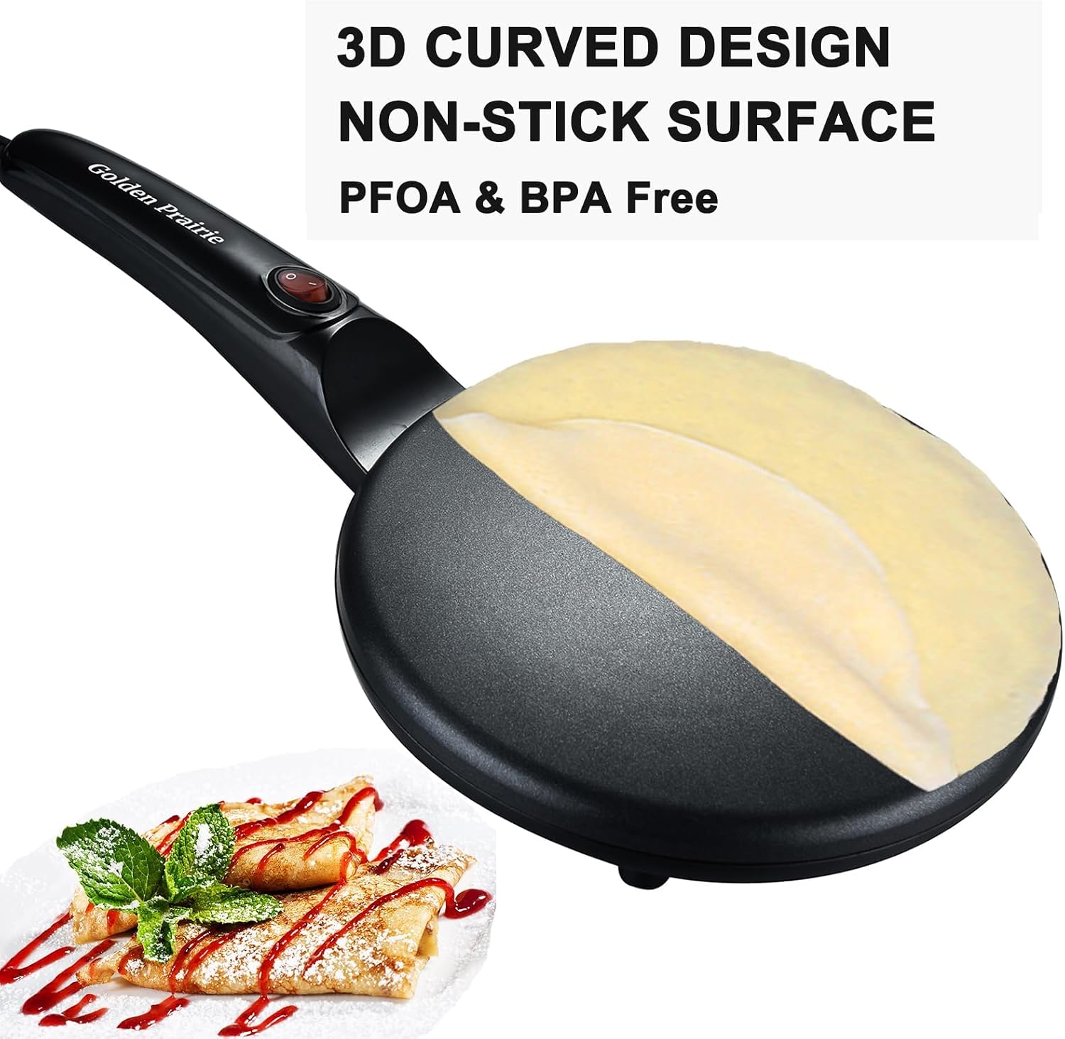 Thumbnail 6 de Electric Crepe Maker with 8" Nonstick Pan — 800W, Auto Temp Control