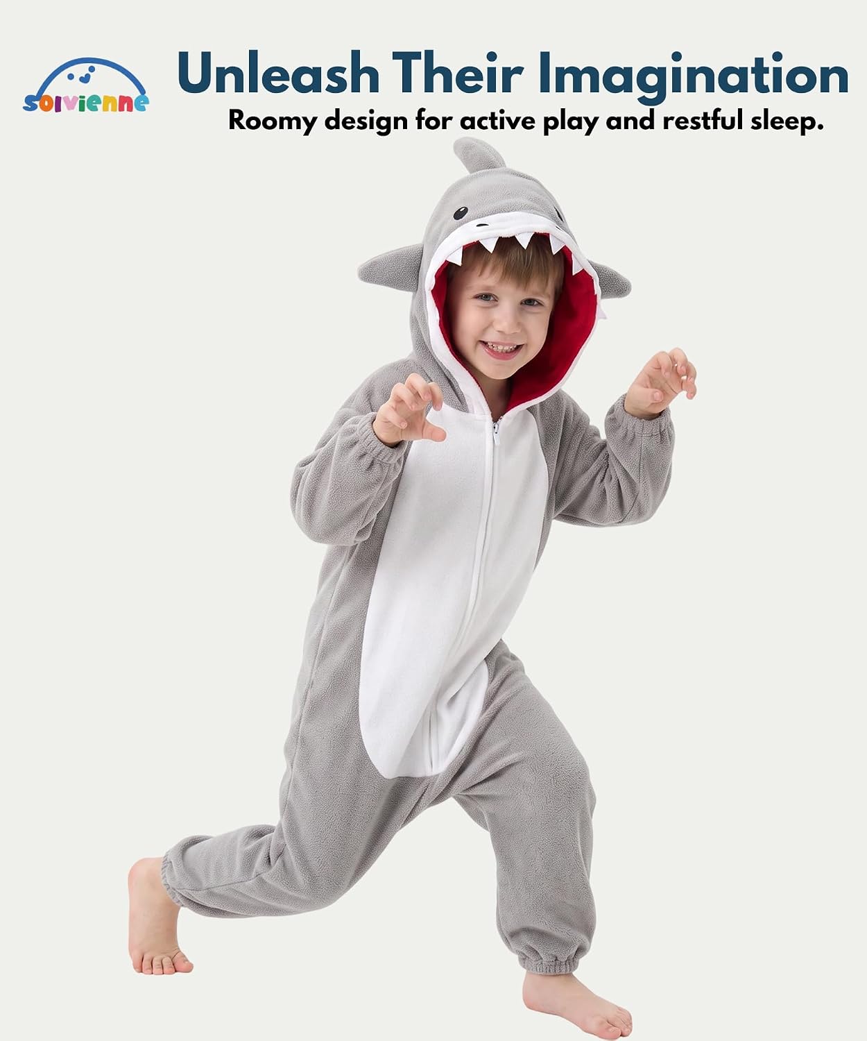 Detalle de Solvienne Kids Plush Halloween Onesie with Zip Front and Pockets