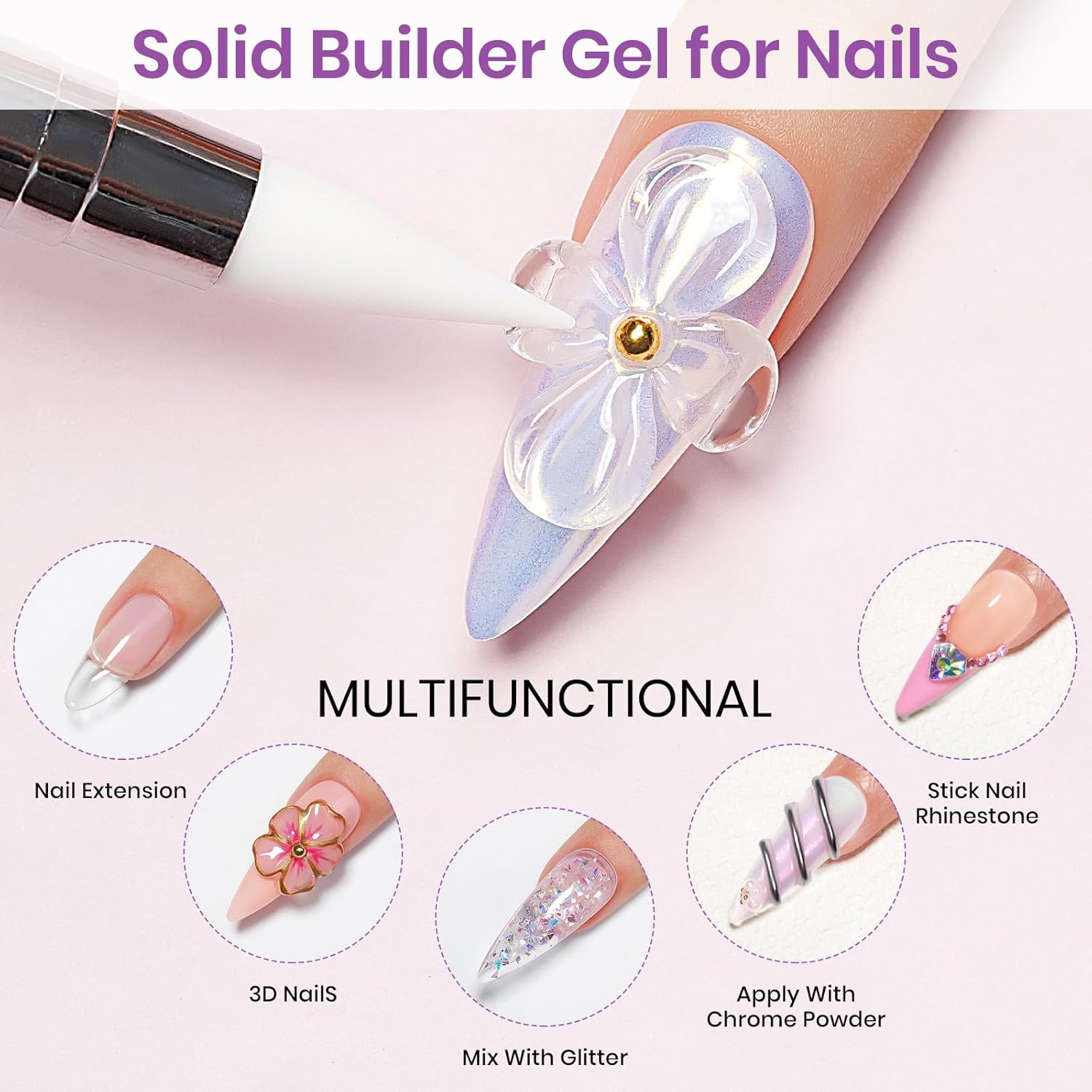 Thumbnail 2 de MIZHSE Fester Builder – lot de 2 gels pour extensions d’ongles (clear solid builder, non stick)