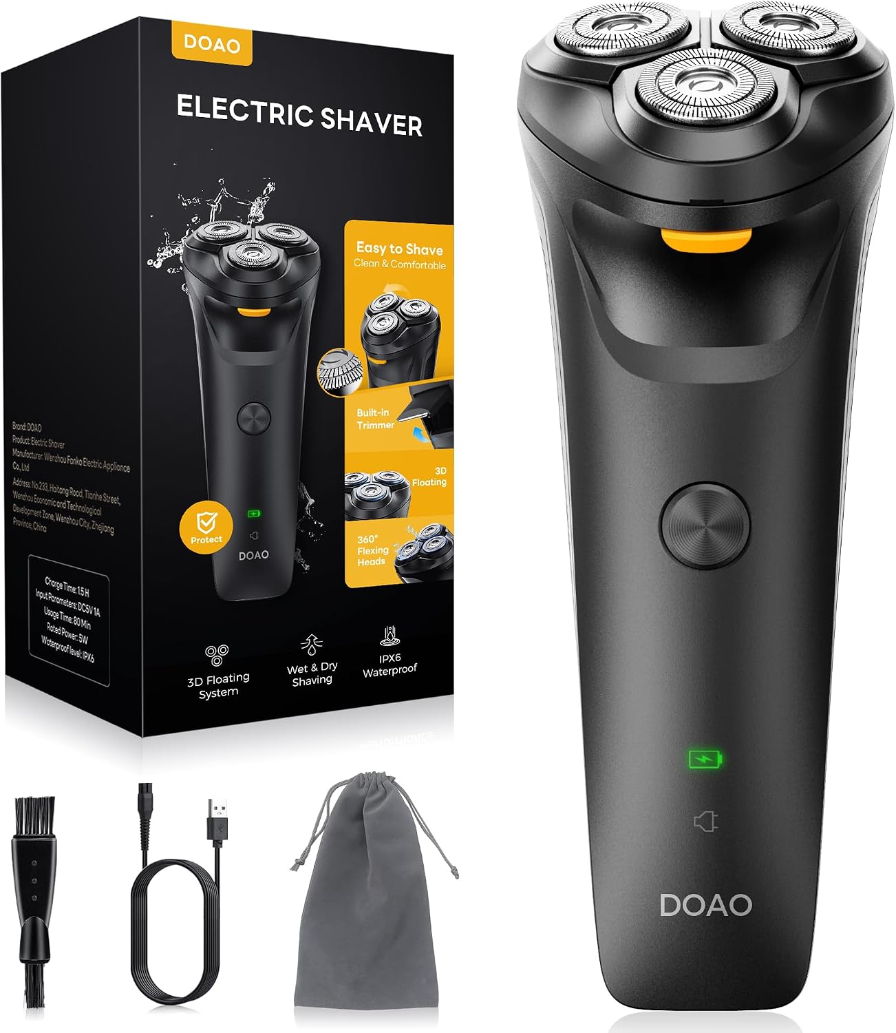Detalle de DOAO 100% waterproof rotary razor 9000RPM