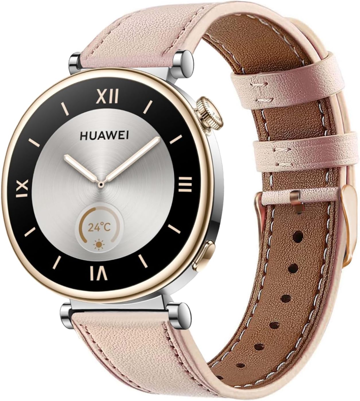 Detalle de Bracelet en cuir 18 mm pour Huawei Watch GT6/GT5/GT4 41 mm (cuir avec boucle inox) – Bracelet de remplacement