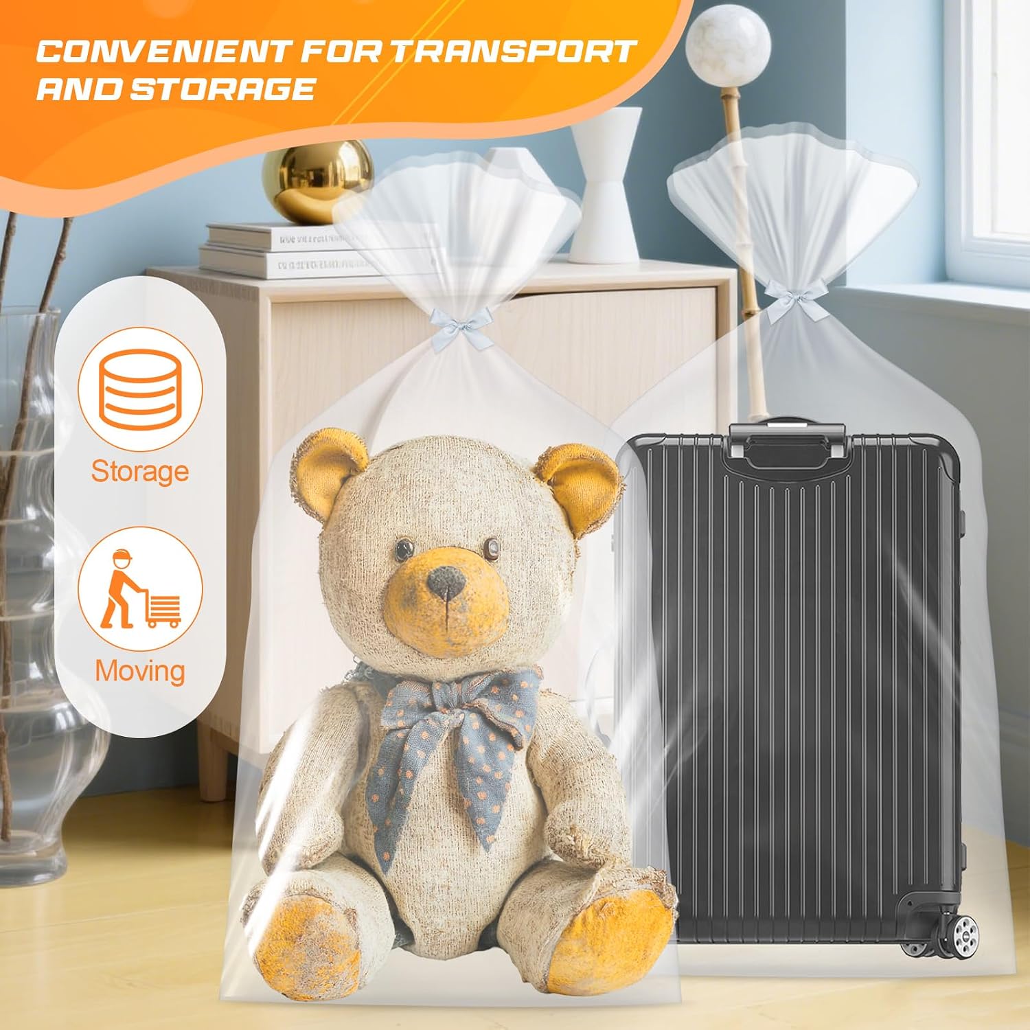 Detalle de TranRantic Großes PVC/PE-Aufbewahrungspaket 4 Stück 100x150 cm – Staub- und Feuchtigkeitsschutz für Möbel, Kleidung und mehr