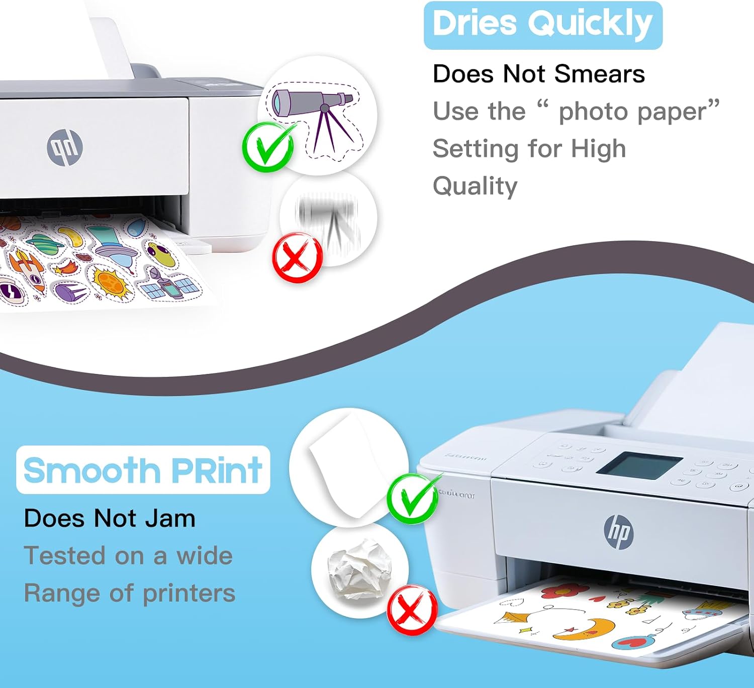 Thumbnail 5 de Ruibytree Transparentes Vinyl-Aufkleberpapier A4 für Inkjet – 60 Blätter, selbstklebend