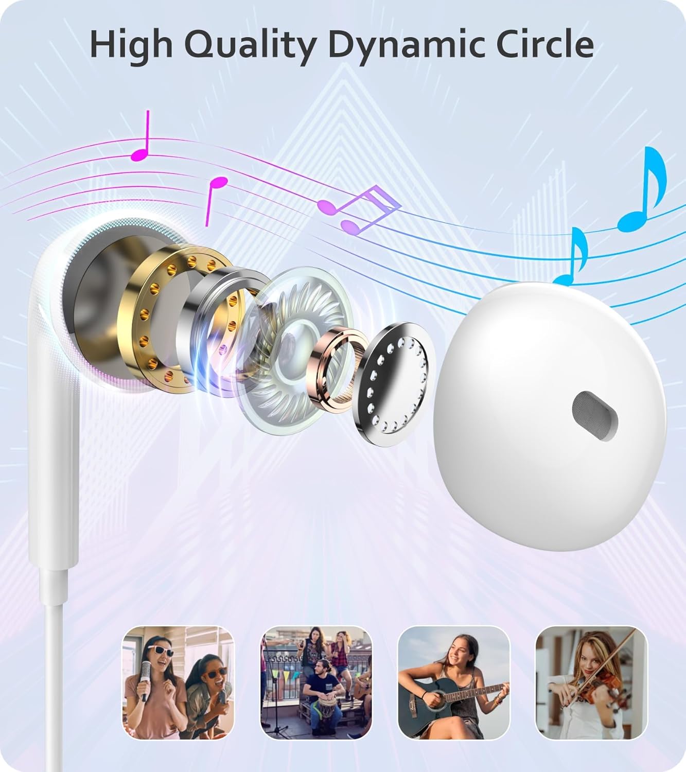 Detalle 2 de 2-Pack Lightning Headphones with MFi Certification – In-Ear Earphones with Built-in Mic and Volume Control