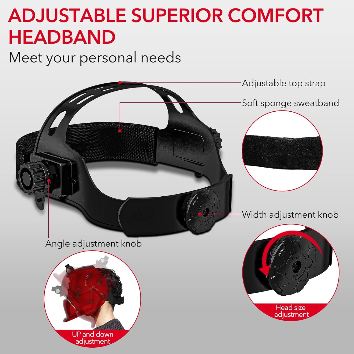 Thumbnail 5 de TRQWH Welding Helmet with Light True Color Auto Darkening Shield (2 Arc Sensors, 4/9-13) for TIG/MIG/ARC