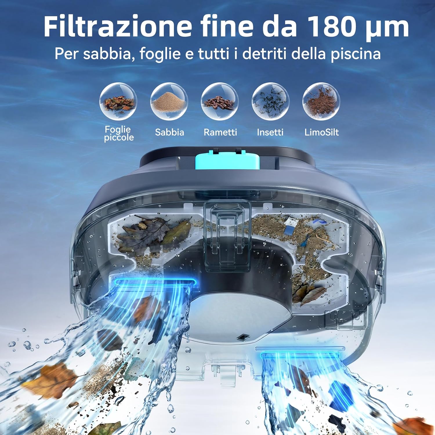 Detalle de Pondee X1 Robot Piscina Senza Fili: pulizia autonoma per piscine fino a 120 m²