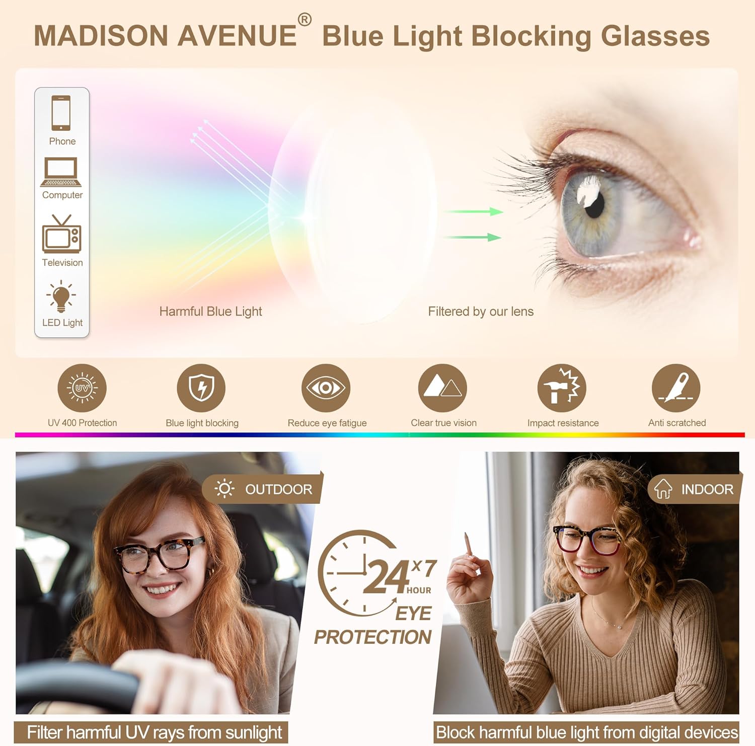 Thumbnail 5 de Madison Avenue Oversize Blue Light Glasses for Women 👓