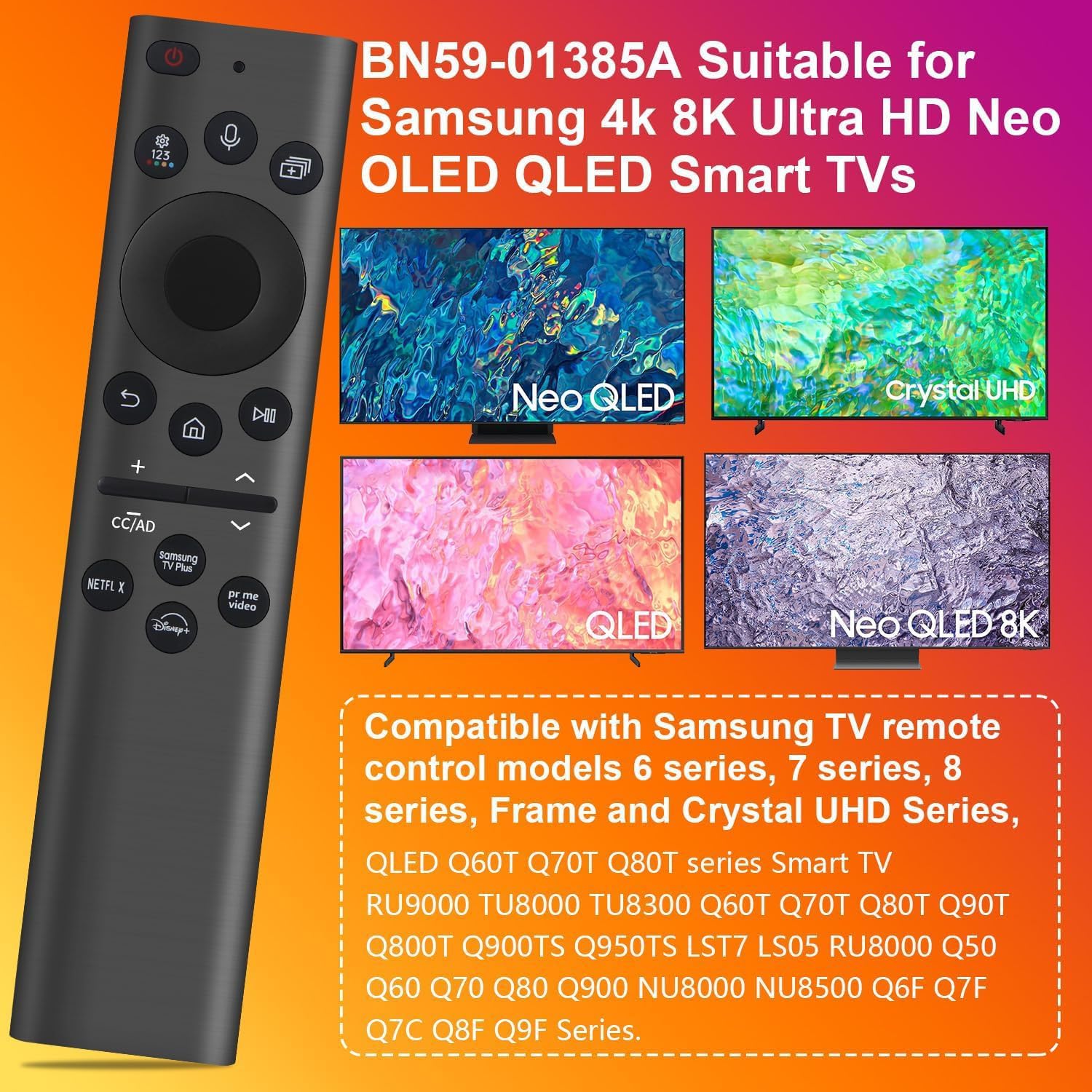 Thumbnail 1 de UNOCAR for Samsung TV Remote (Rechargeable Solar, USB-C Fast Charging) for Samsung Frame & 2018–2025 Smart TVs