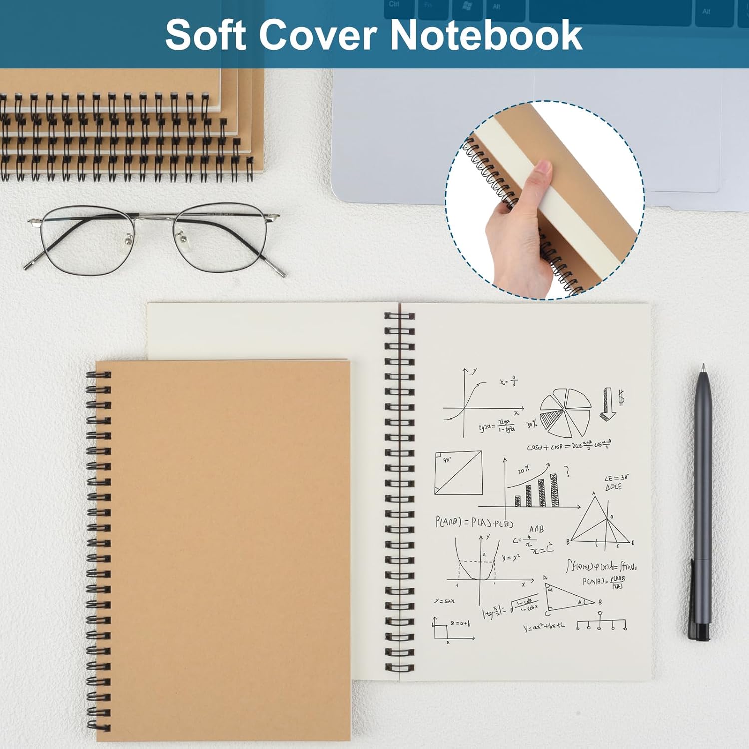 Detalle de ZCZN A5 Plain Paper Spiral Notebooks (12-pack) – 60 sheets per notebook