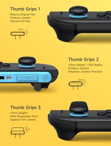 Thumbnail 1 de JSAUX Grips para Nintendo Switch 2: tapones para palancas con agarre mejorado (negro, 3 pares)