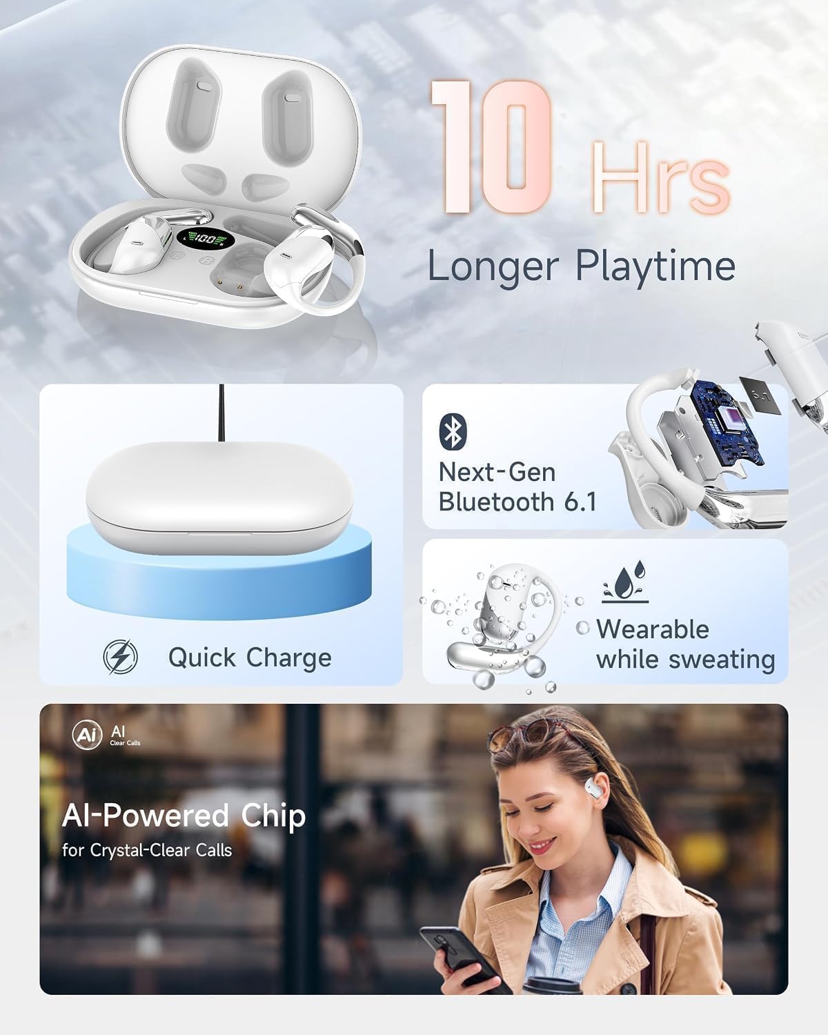 Detalle de Open-Ear Headphones Bluetooth 6.1