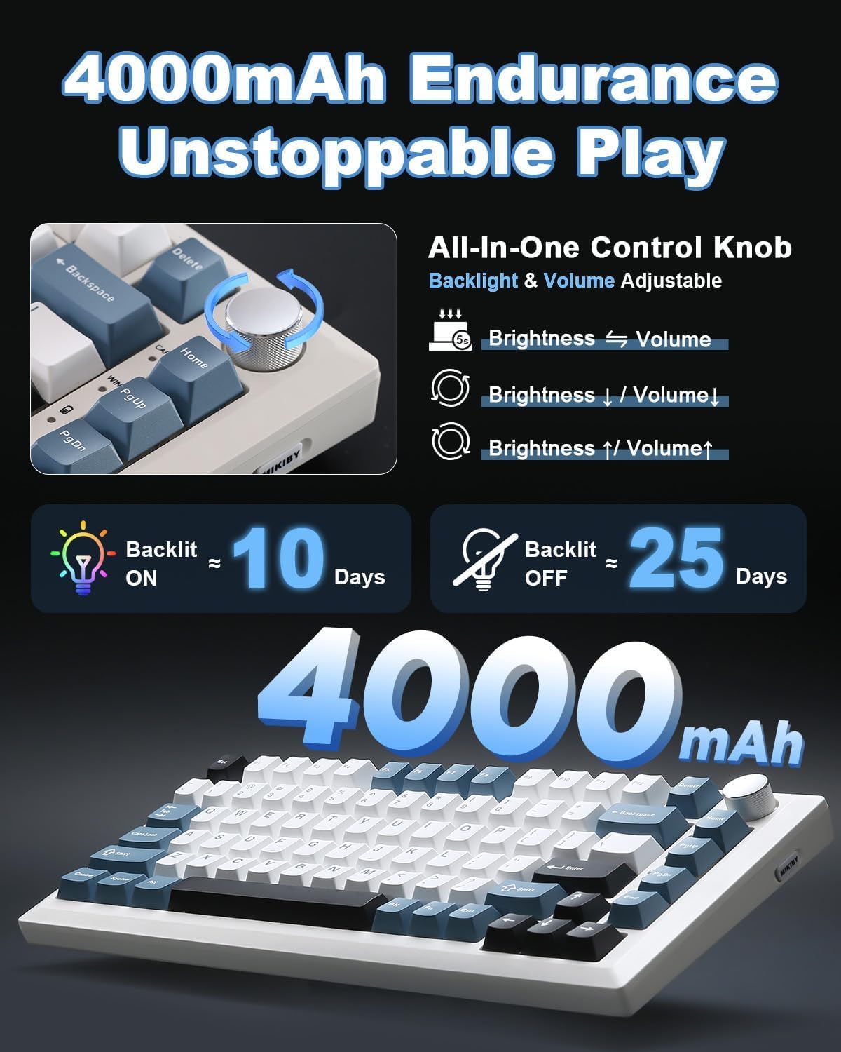 Detalle 2 de MIKIBY Y75 75% Gasket Wireless Mechanical Keyboard ⌨