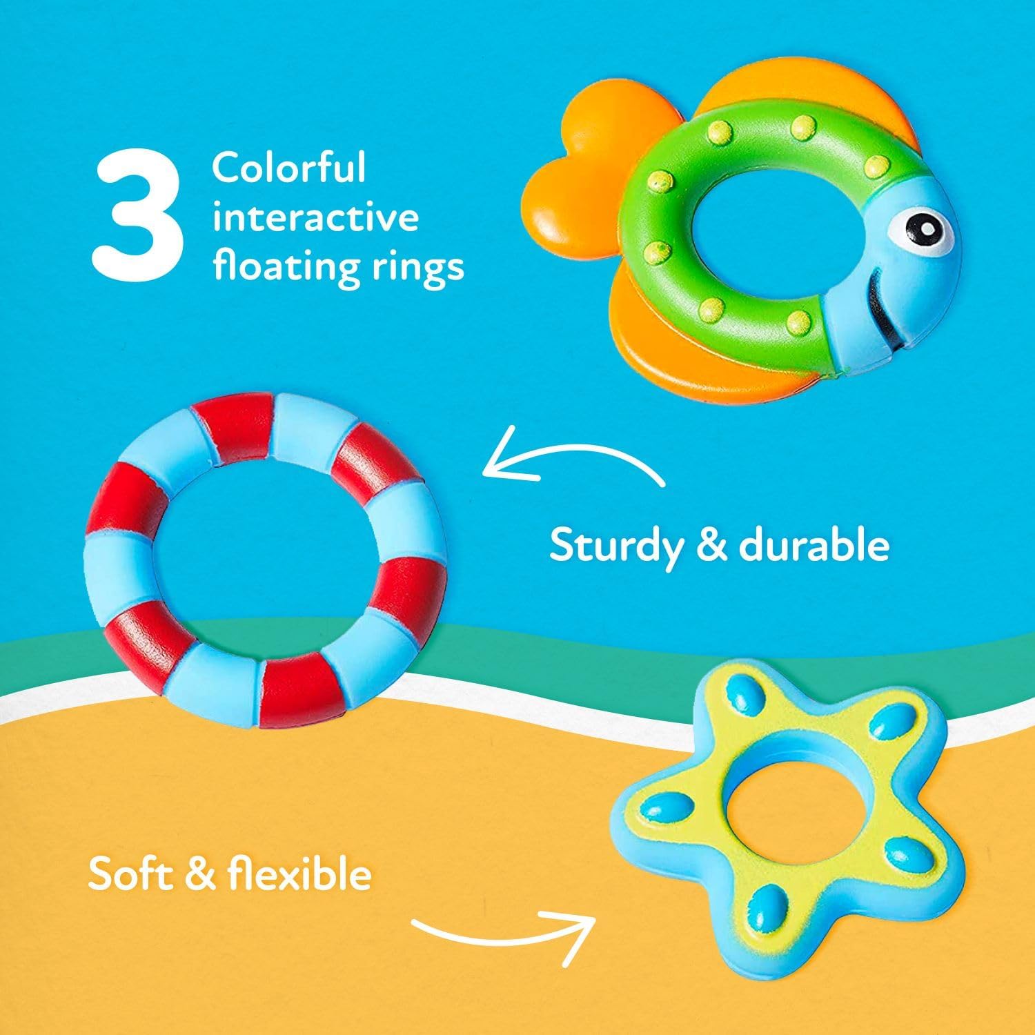 Thumbnail 5 de Nuby Octopus Floating Bath Toy – Sensory Development (3 Rings)