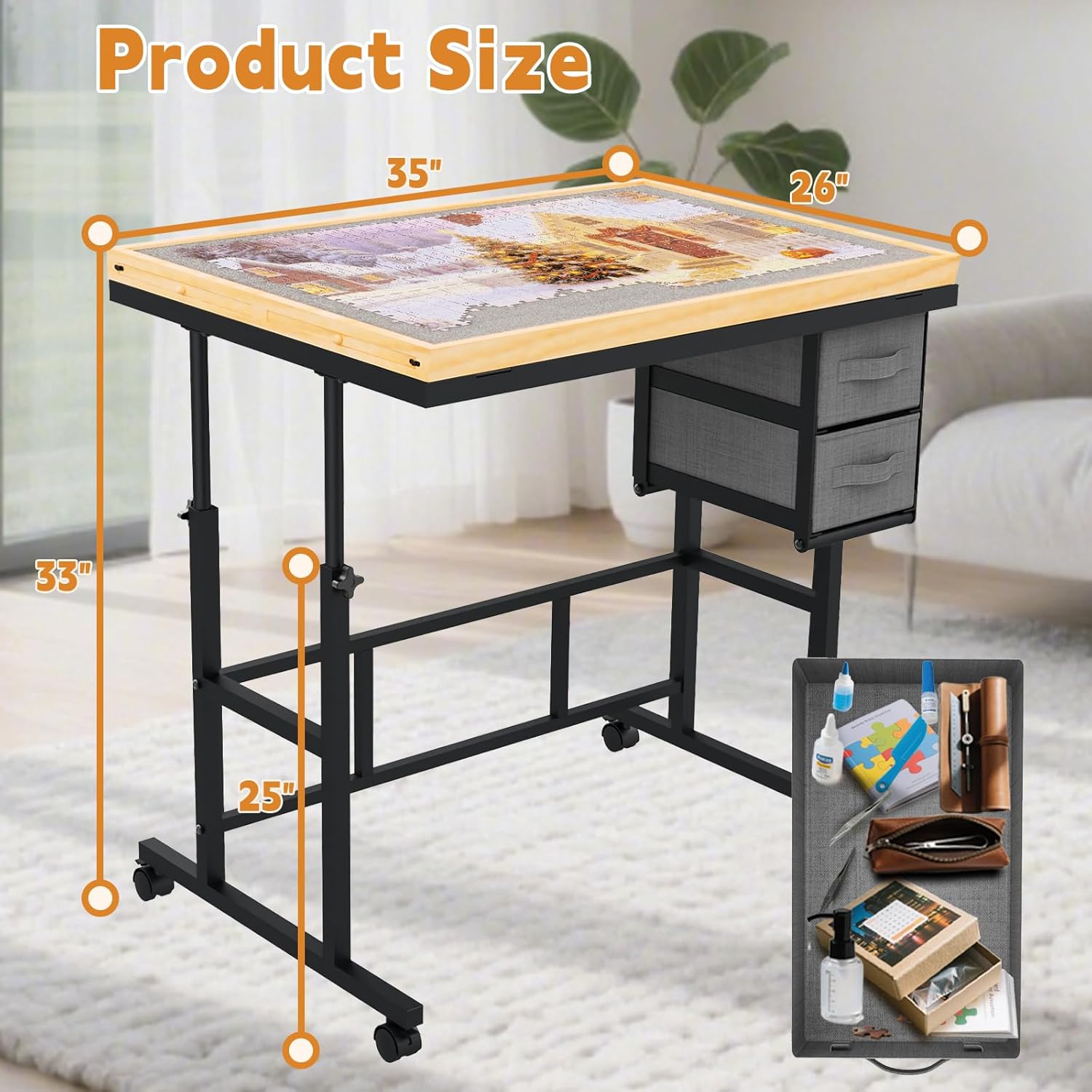 Detalle 2 de Jigsaw Puzzle Table with Drawers 1500pcs