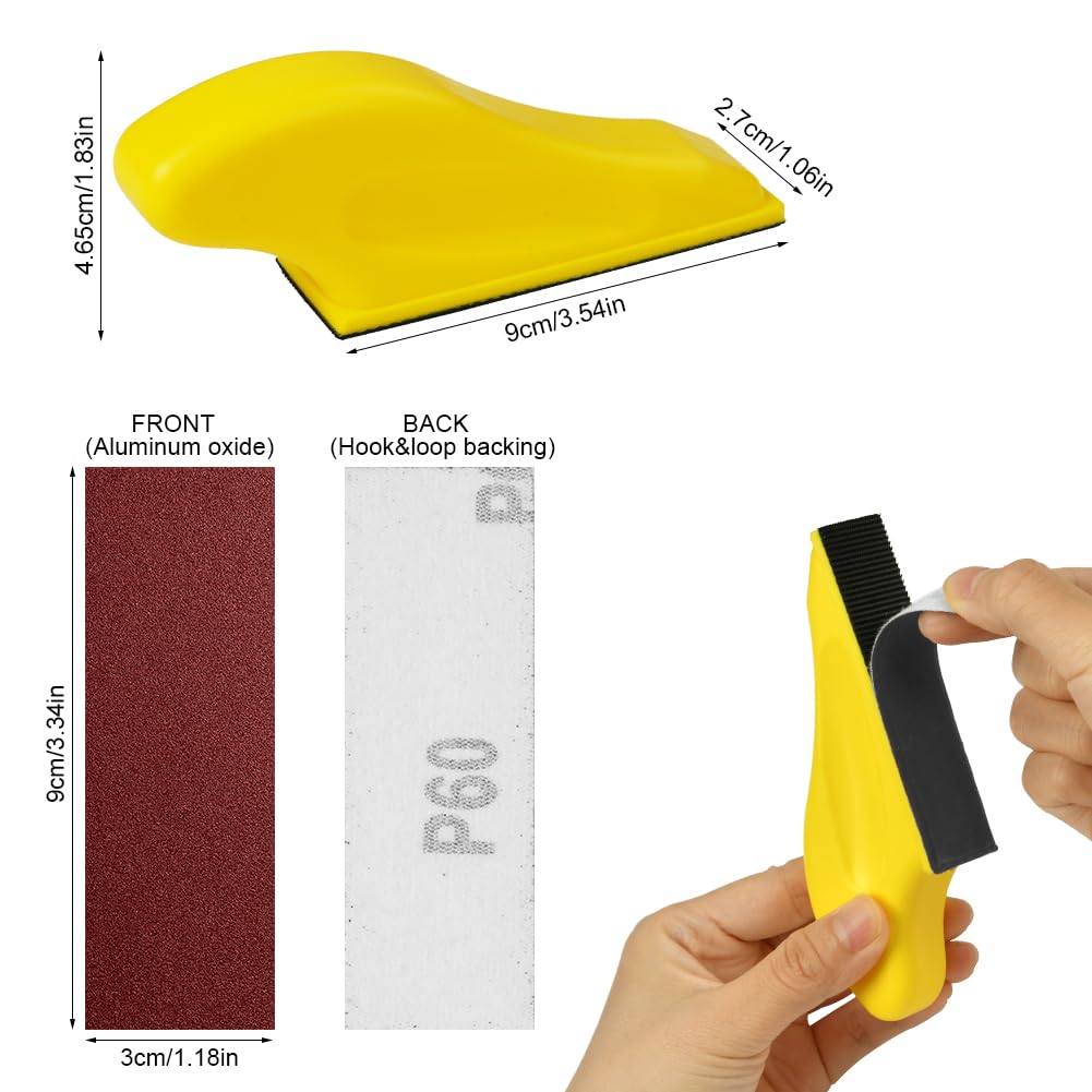 Detalle de URAQT Kit da 131 pezzi carta abrasiva grane 40–1000 per levigatura a secco e umido (incl. tampone) 9×3 cm