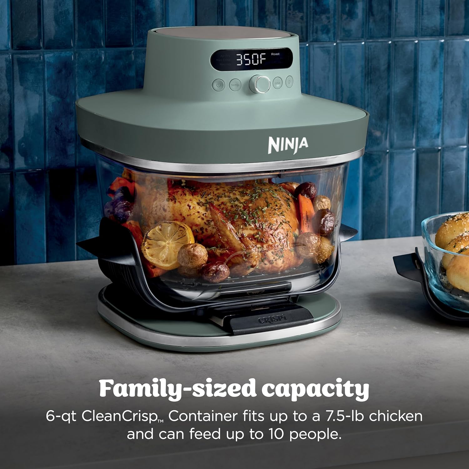 Detalle 1 de Ninja AS101CDG Crispi Pro Glass Air Fryer, 6-in-1, 1800W, Ash Grey