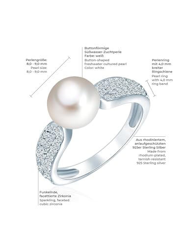 Detalle de Valero Pearls Anillo de perlas en plata de ley 925