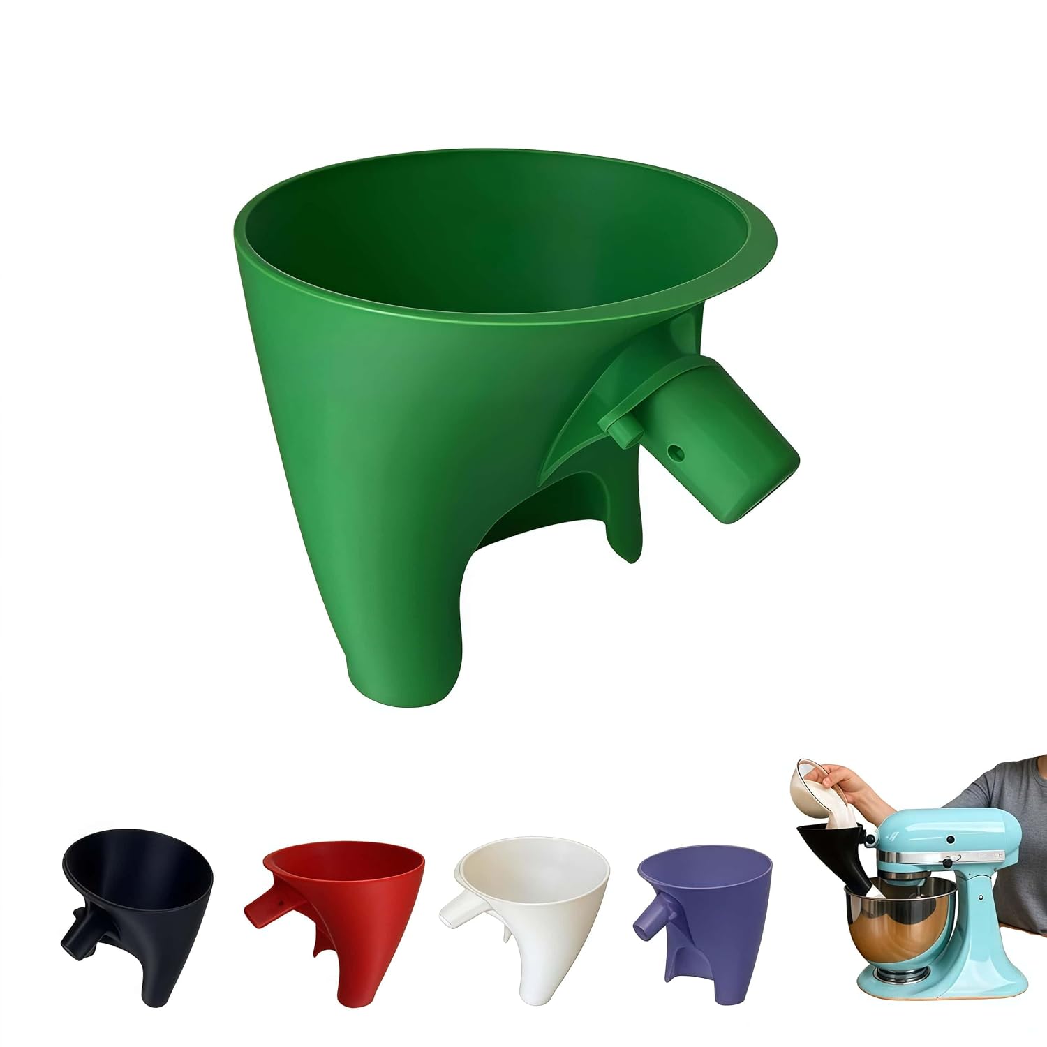 Detalle de LWOGD Flour Funnel for KitchenAid Tilt-Head Mixers, Green Plastic