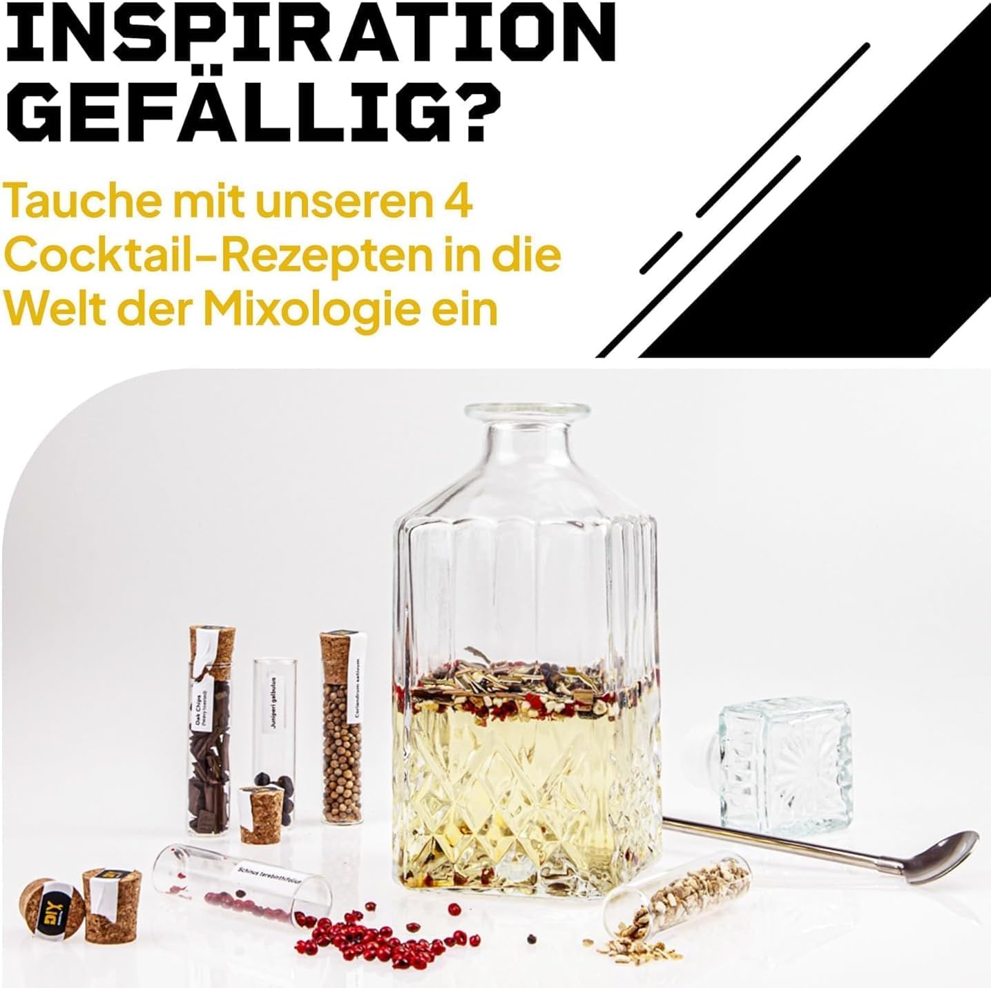 Detalle de DIBYS Gin-Gewürze-Set Mini – 12 Botanicals, 4 Rezeptkarten, Gewürzlexikon & Holzbox