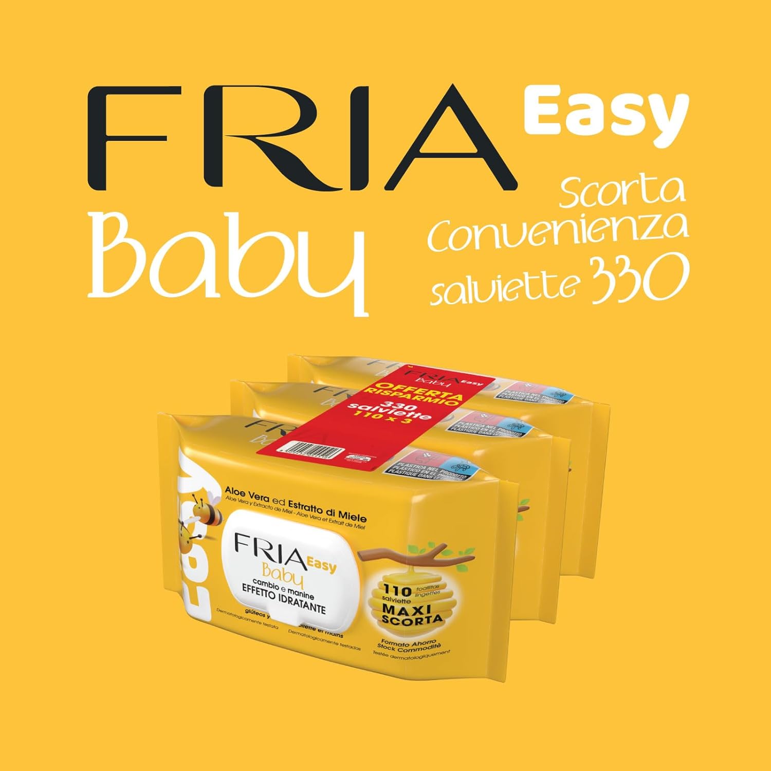 Thumbnail 1 de Fria Easy Baby – Lot de 330 lingettes de change à l’aloe vera et à l’extrait de miel
