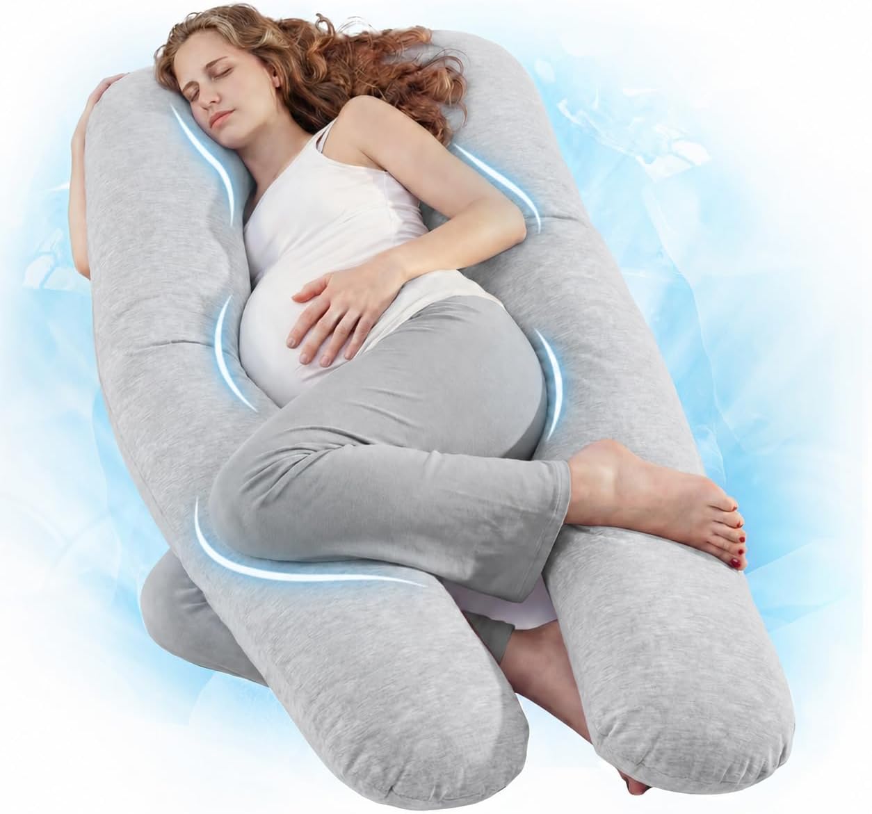 Detalle de Nuliie NEMM002AA U-Shaped Pregnancy Pillow with Cooling, Washable Cover