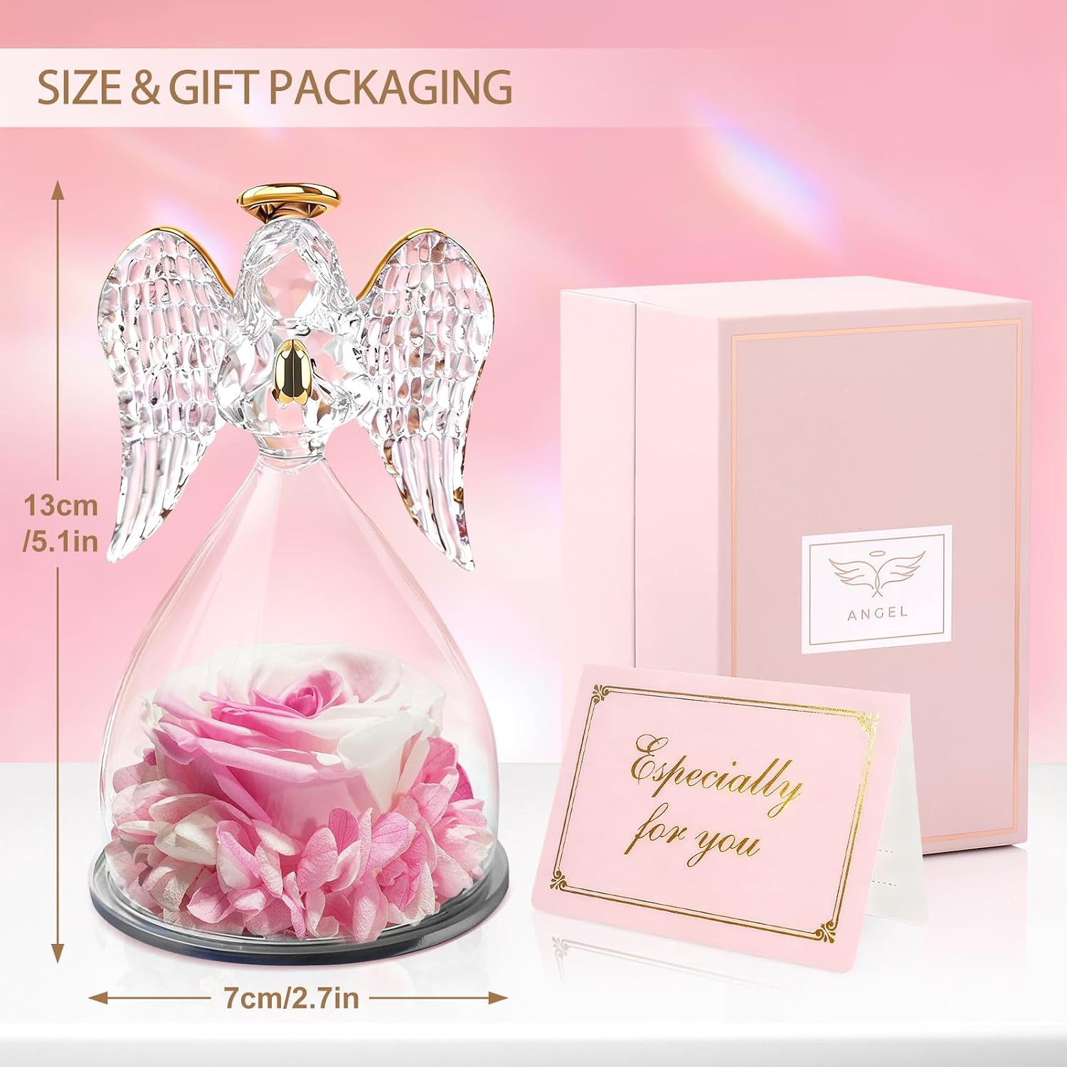 Detalle 1 de Yamonic Ewige Rose Engel Geschenk 13 cm