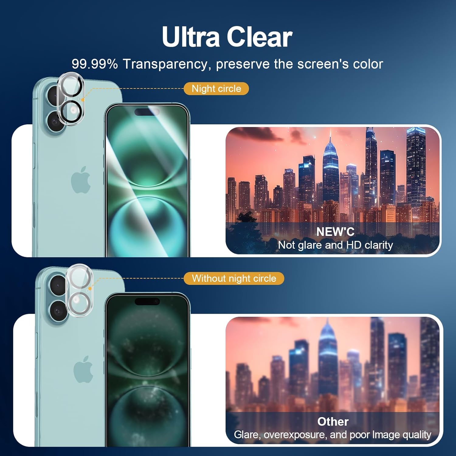 Thumbnail 6 de NEW’C 3x iPhone 16 (6.1-inch) Tempered Glass Screen Protector + 3x Camera Lens Protectors
