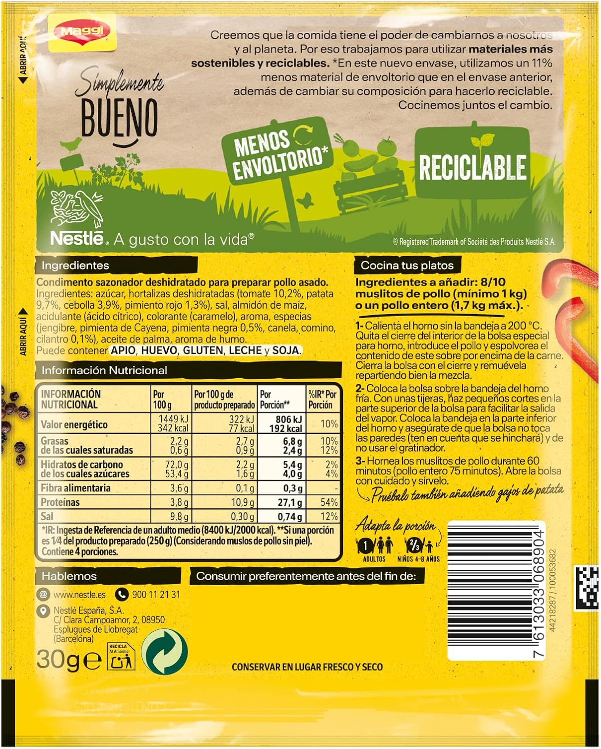 Detalle 2 de MAGGI Jugoso al Horno a la Barbacoa 🍖 Pack 16 x 30g