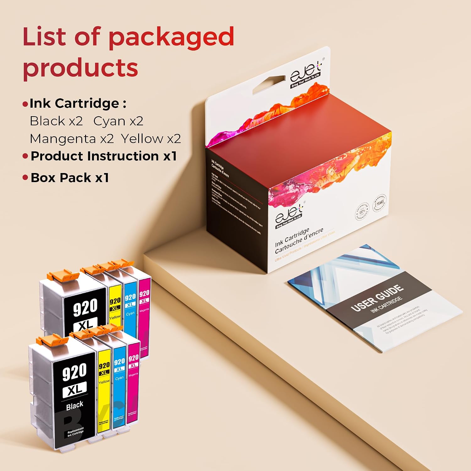 Detalle de Ejet 920XL Ink Cartridges 8-Pack