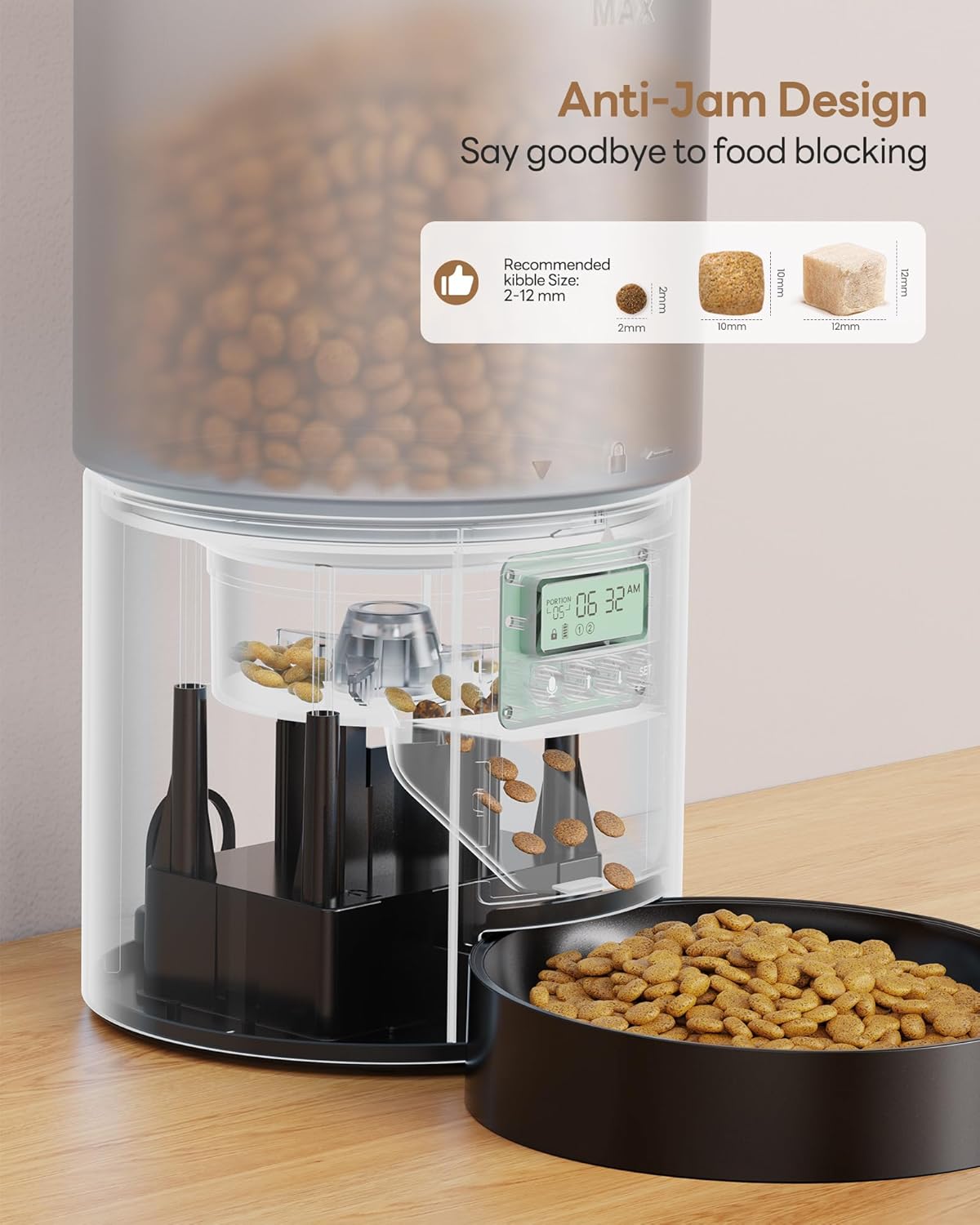 Detalle de Automatic cat food feeder 4L with timer
