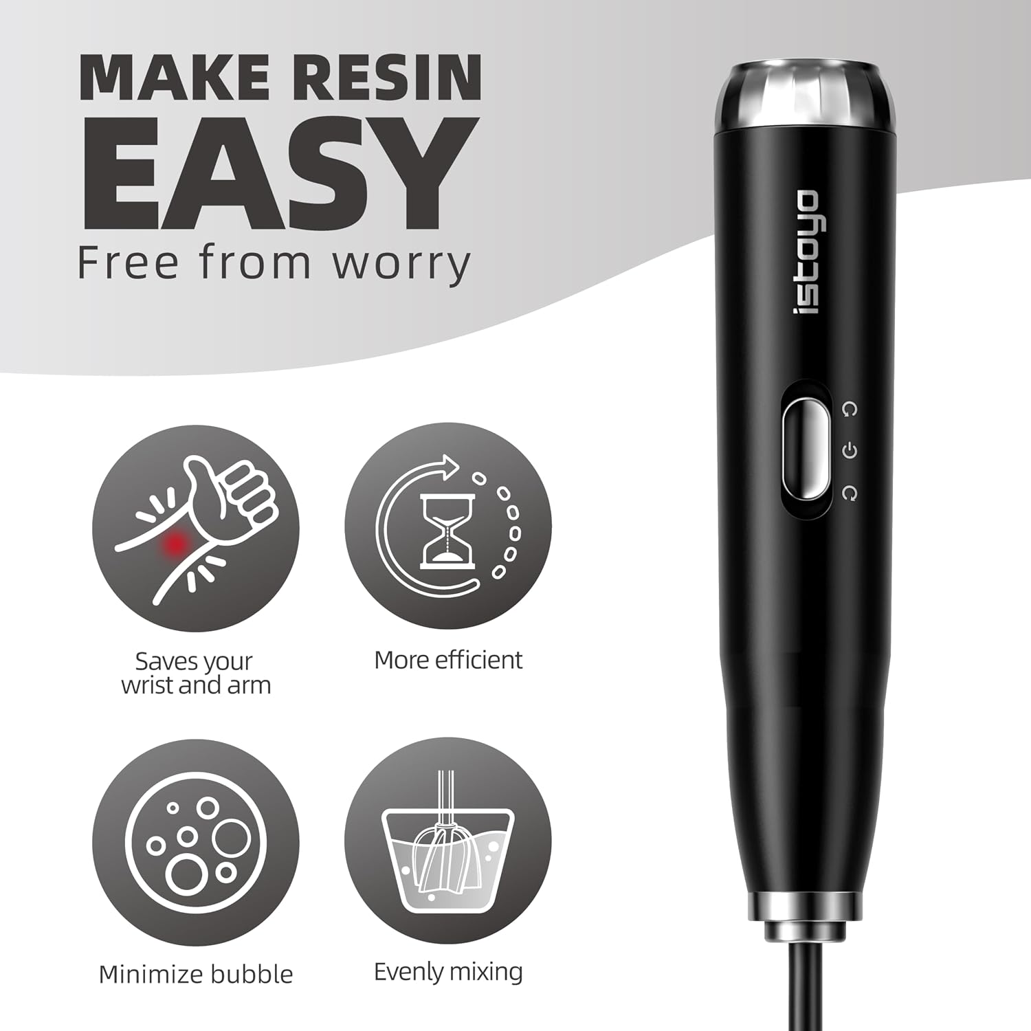 Detalle 2 de ISTOYO Resin Mixer Pro elektrische epoxyharsmixer met 4 mengpaletten
