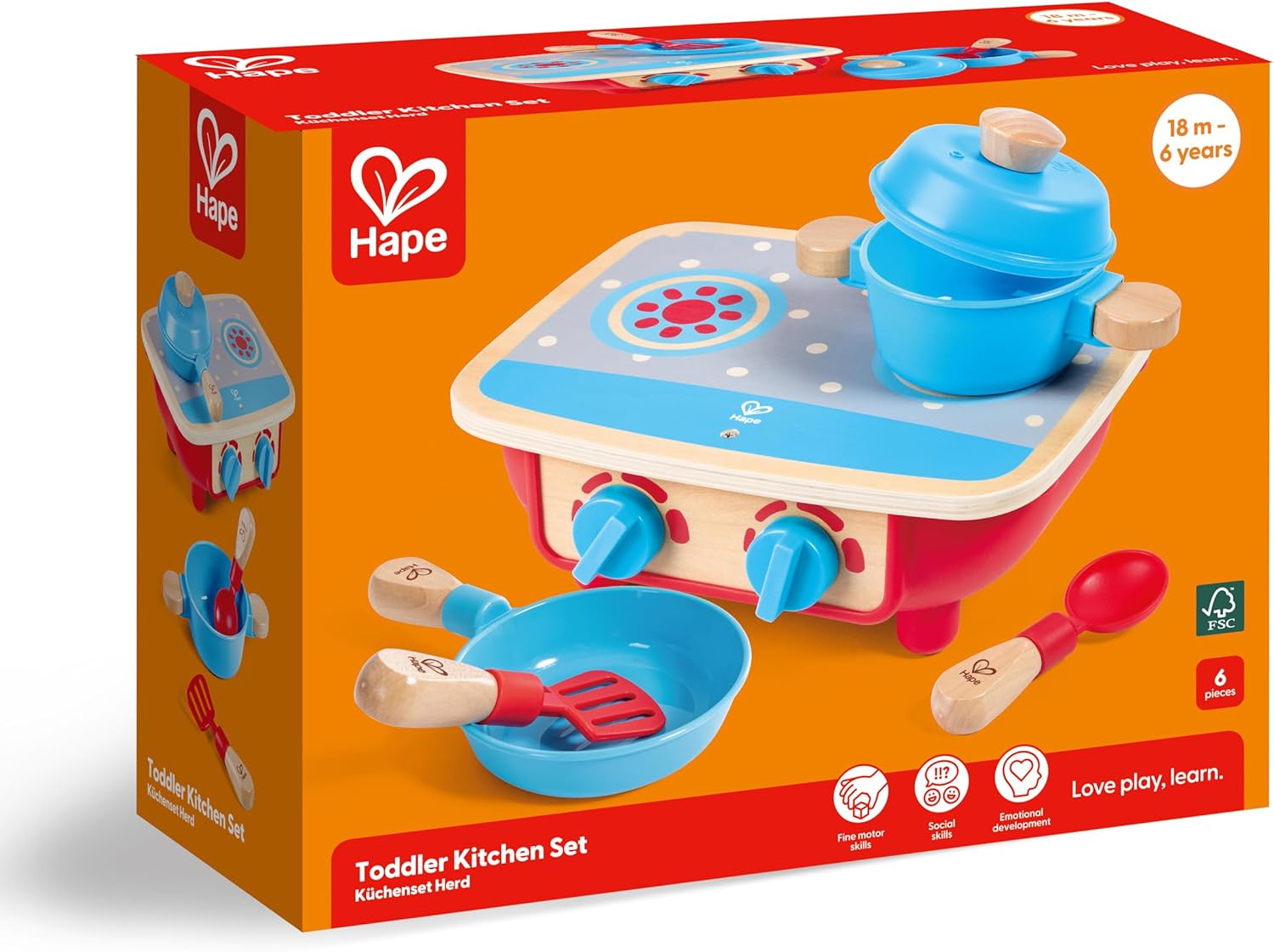 Detalle de Hape Set cucina in legno – Set da gioco completo per piccoli chef