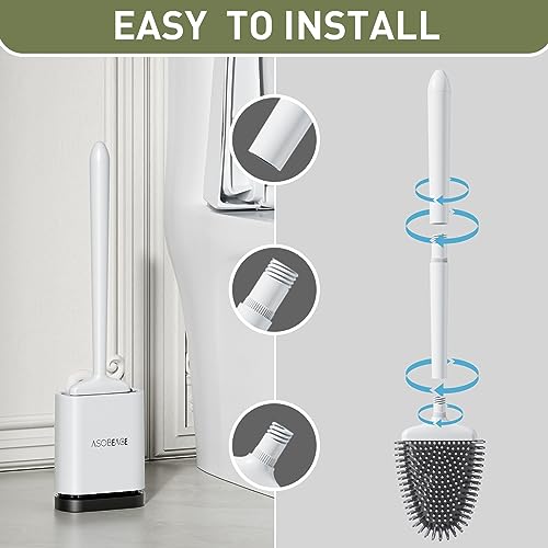 Thumbnail 6 de ASOBEAGE Silicone Toilet Brush with Flexible Head and Wall Mount – White