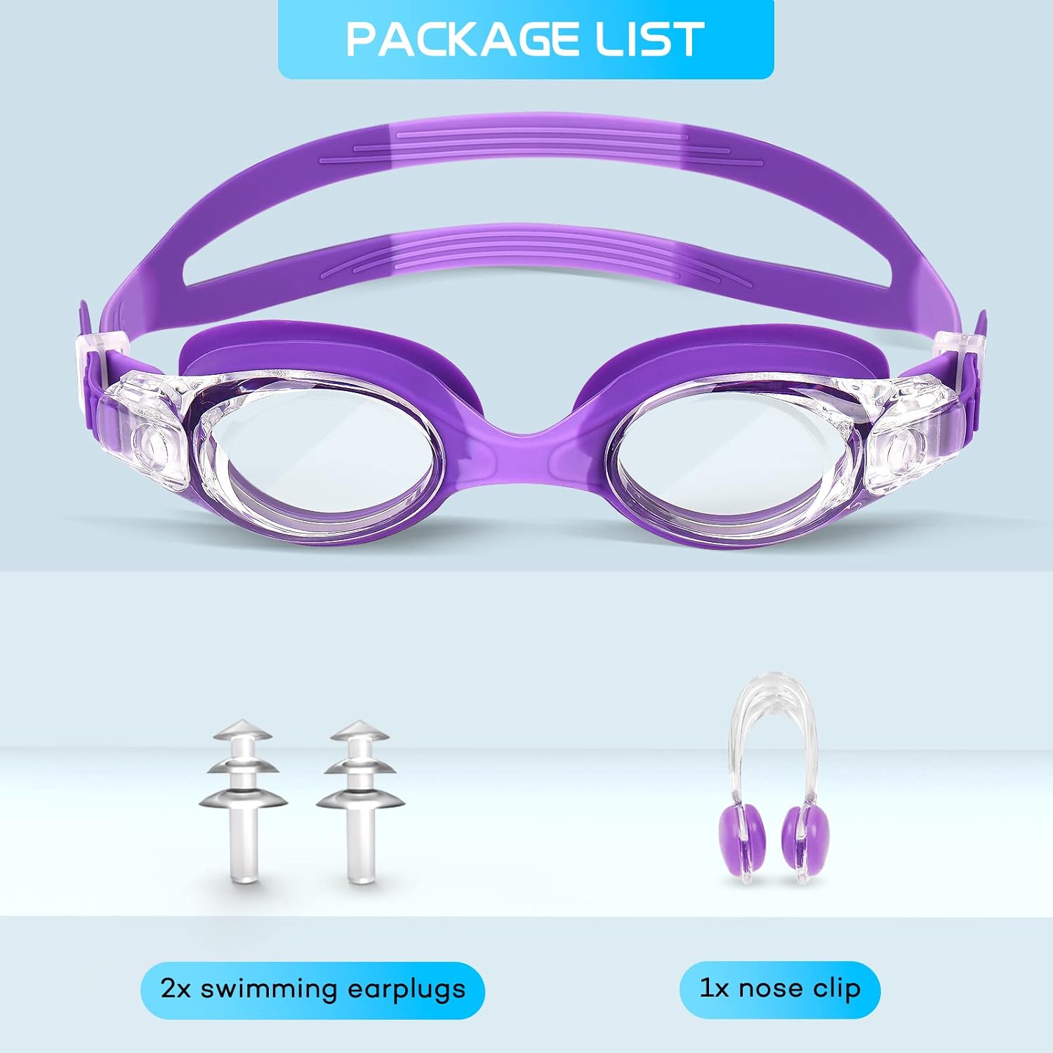 Thumbnail 6 de JATEKA Occhialini Nuoto Bambini Unisex Anti-Appannamento – Set con tappi orecchie e clip nasale, protezione UV e lenti HD