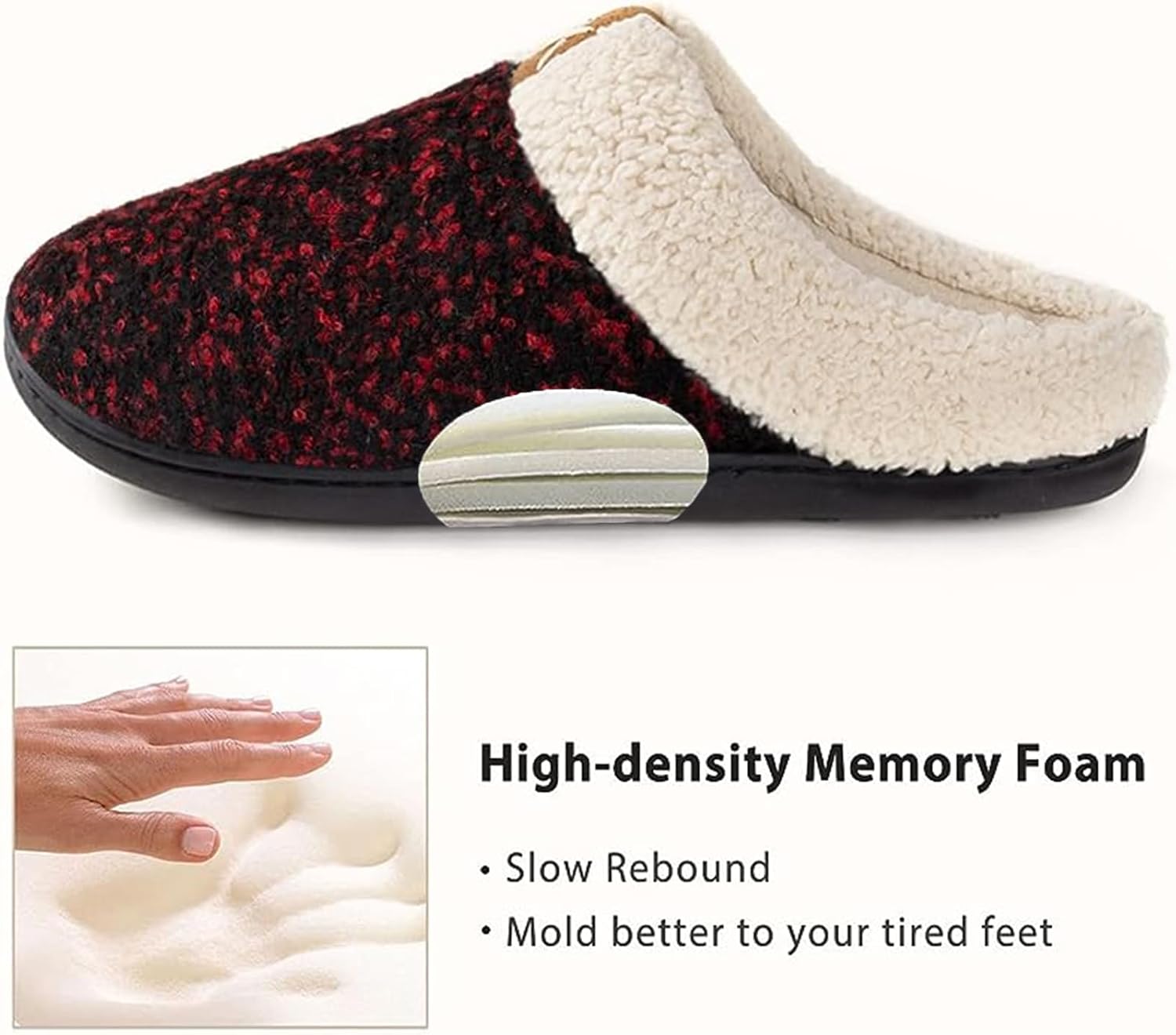 Thumbnail 4 de ULTRAIDEAS Ladies’ Cozy Memory Foam Slippers with faux plush fleece lining and anti-skid rubber sole