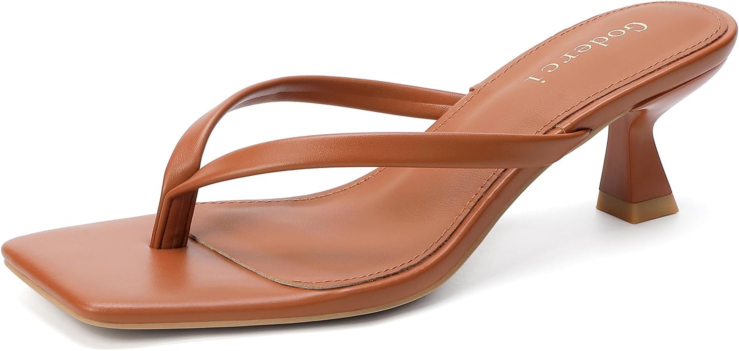 Thumbnail 6 de Goderci Kitten Flip Flop Thong Low Heels for Women – Square Open Toe Slip-On Sandals