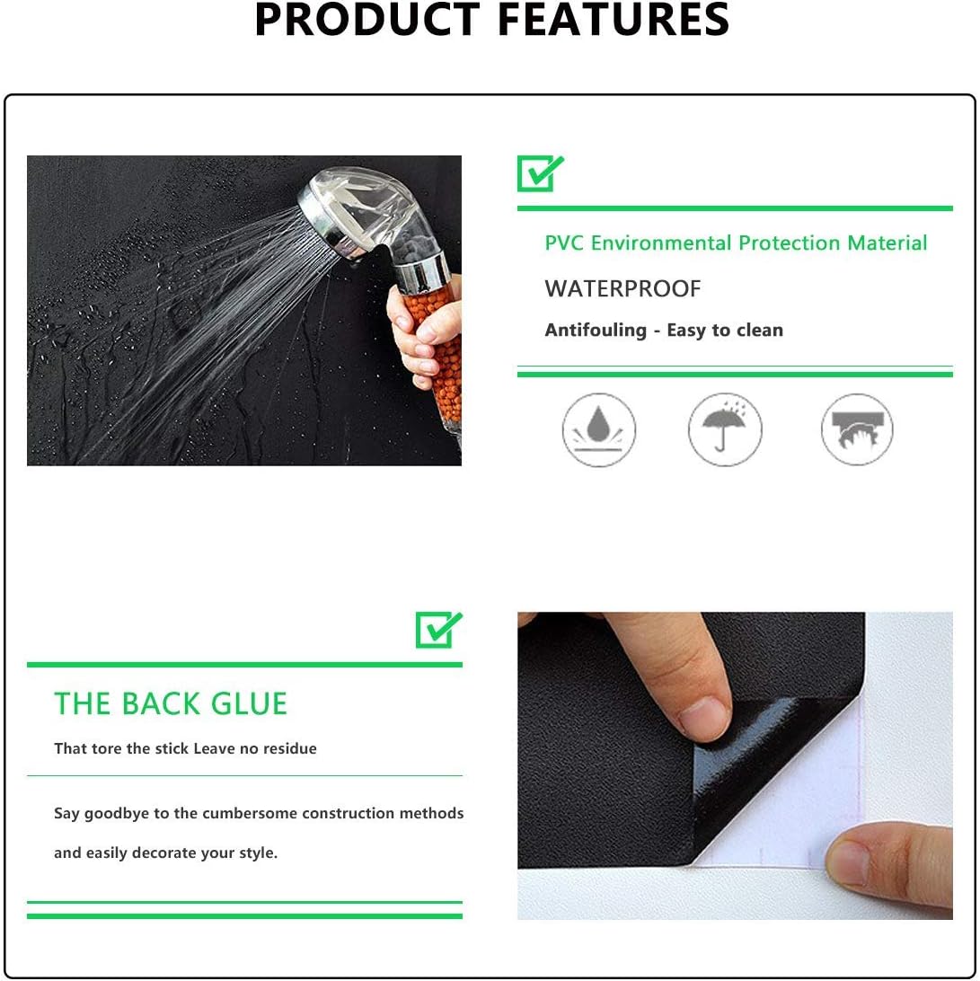 Detalle de Boeoanay Black Wood Peel-and-Stick Wallpaper, Waterproof PVC Film